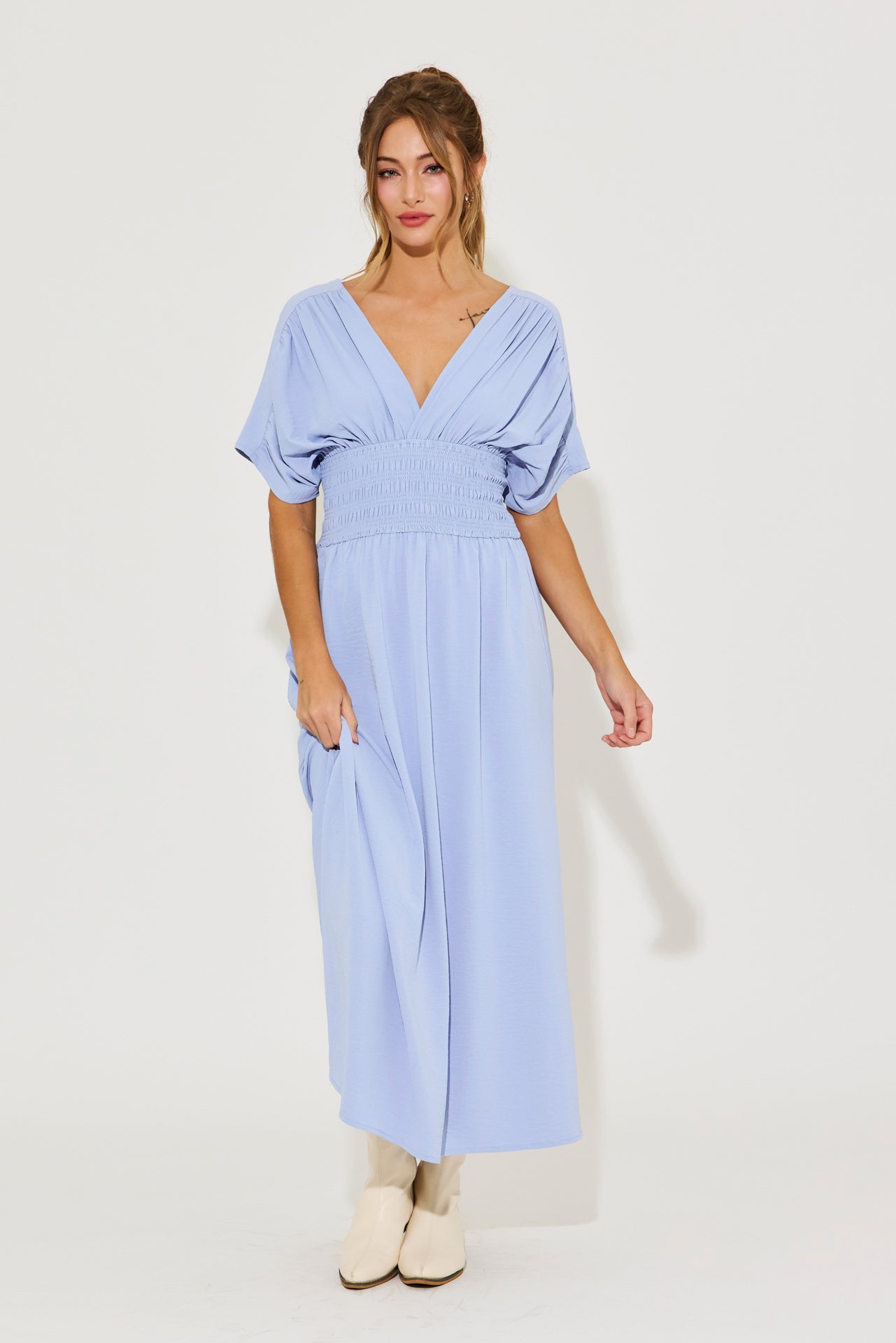 Opaline Wide Smocked Waist Maxi Dress
