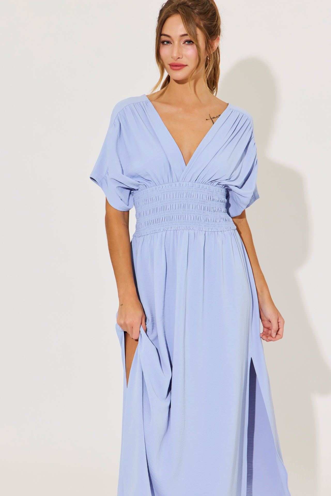 Opaline Wide Smocked Waist Maxi Dress