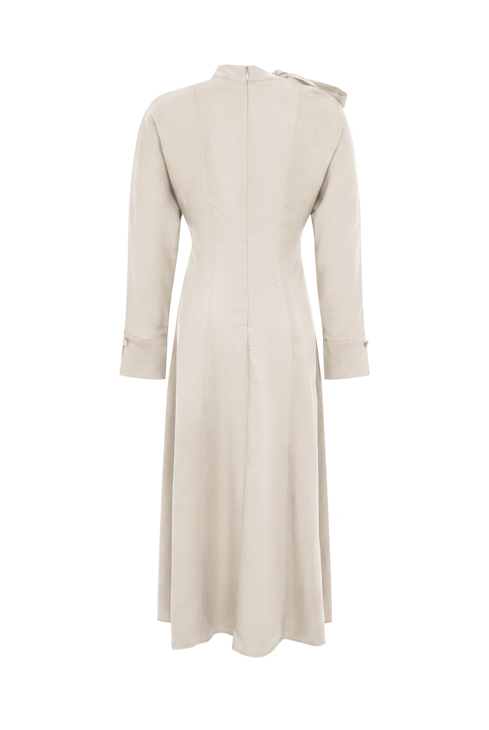 Paulette Woven Midi Dress With Shoulder Cut Out And Tie