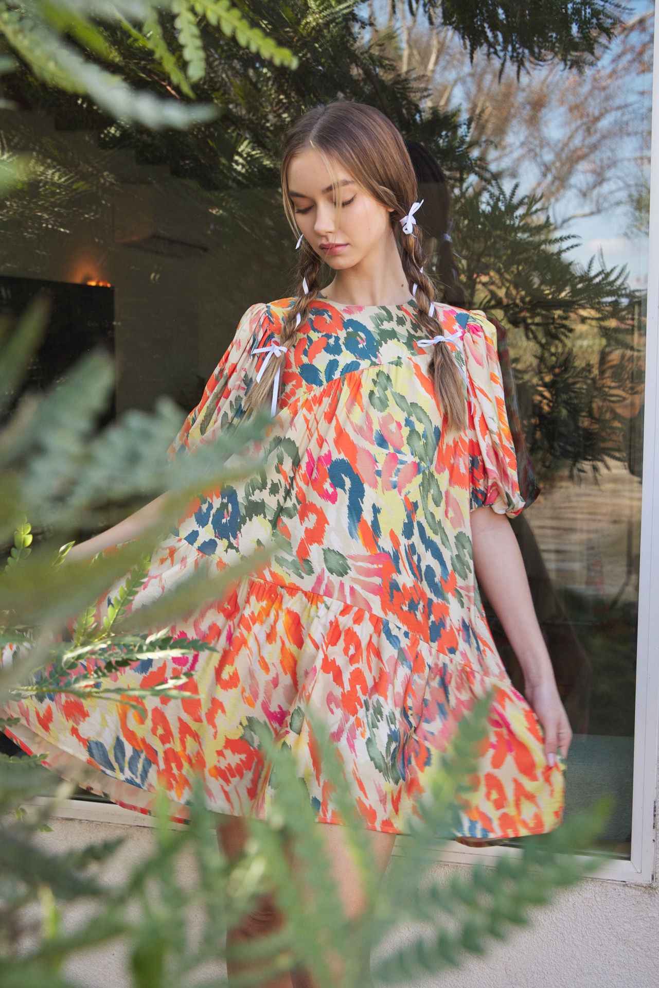 Audrey Tiered Mini Dress With Puff Sleeve