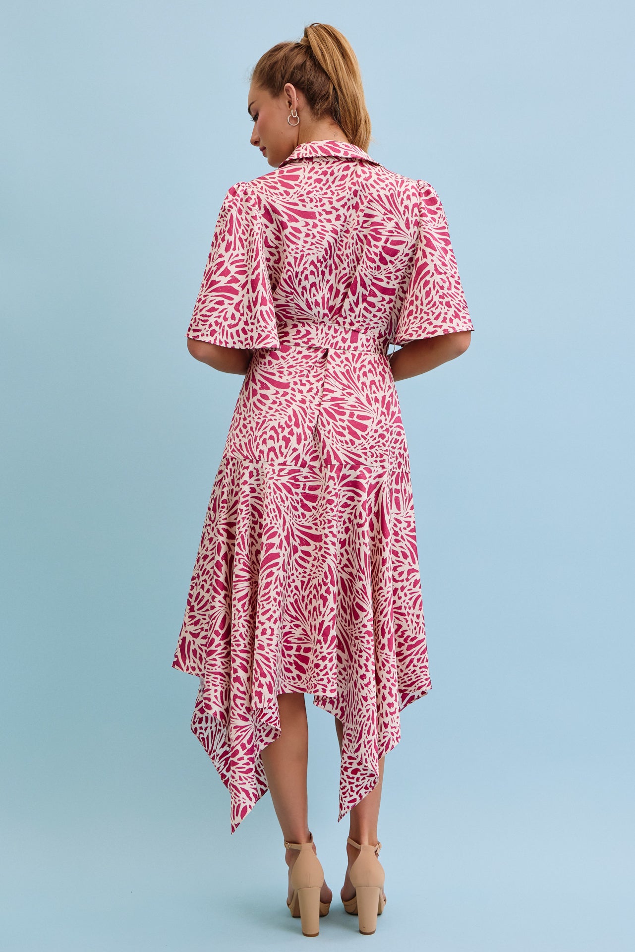 Celestial Bloom Front Tie Midi Dress