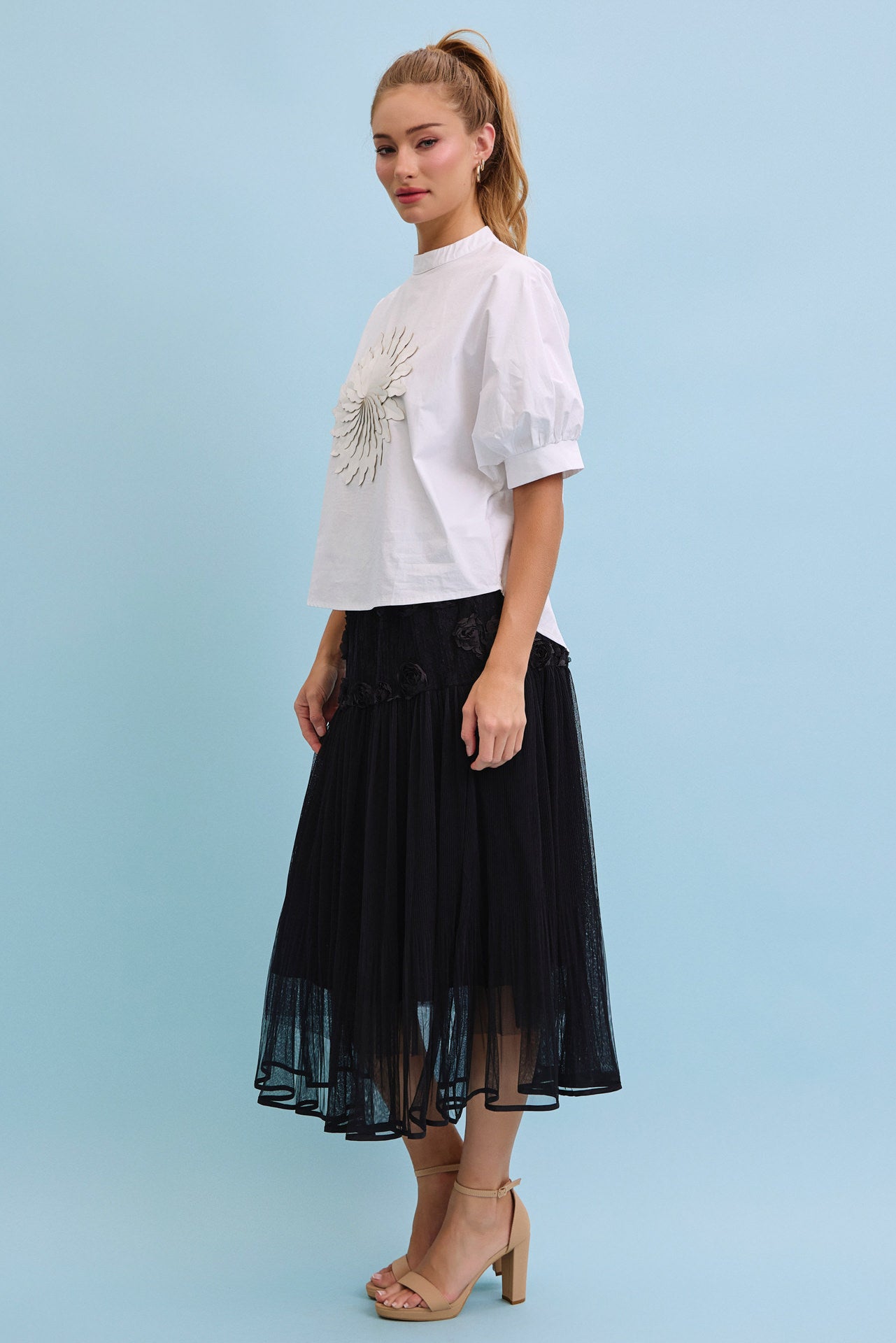 Aurielle Woven Short Sleeve With Pu Patch