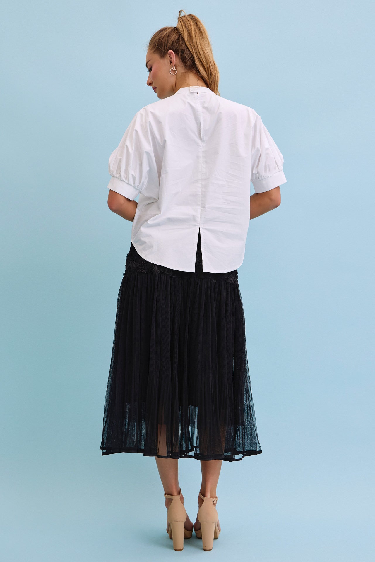 Aurielle Woven Short Sleeve With Pu Patch