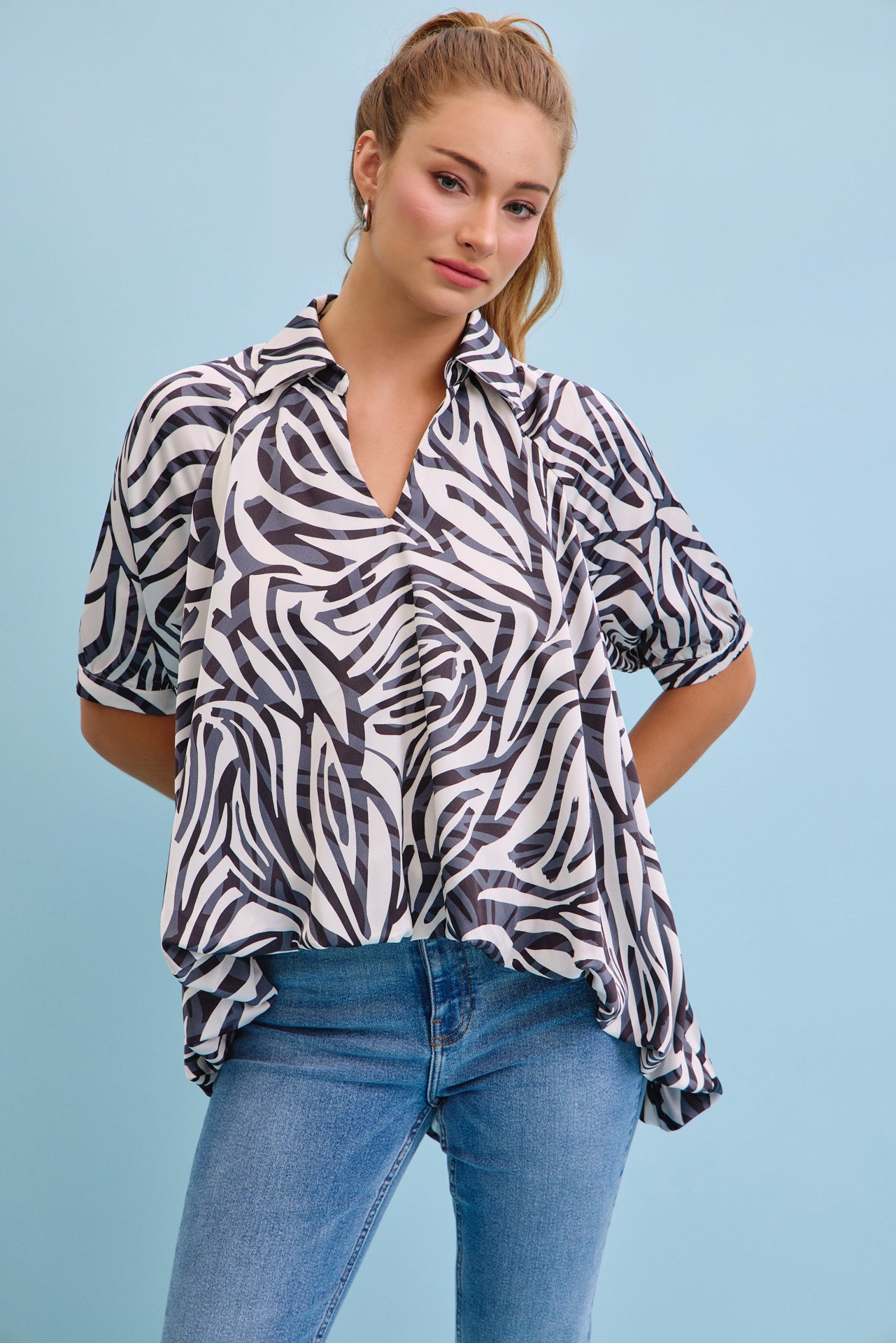High-low Harmony Printed Top