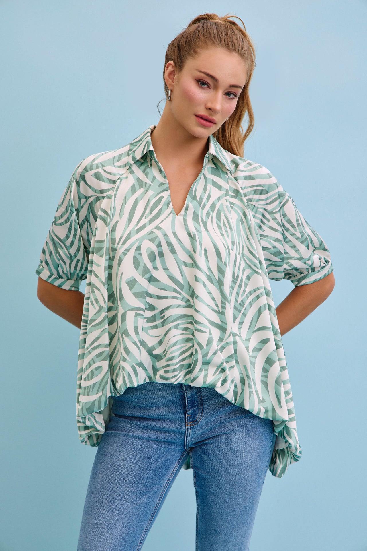 High-low Harmony Printed Top