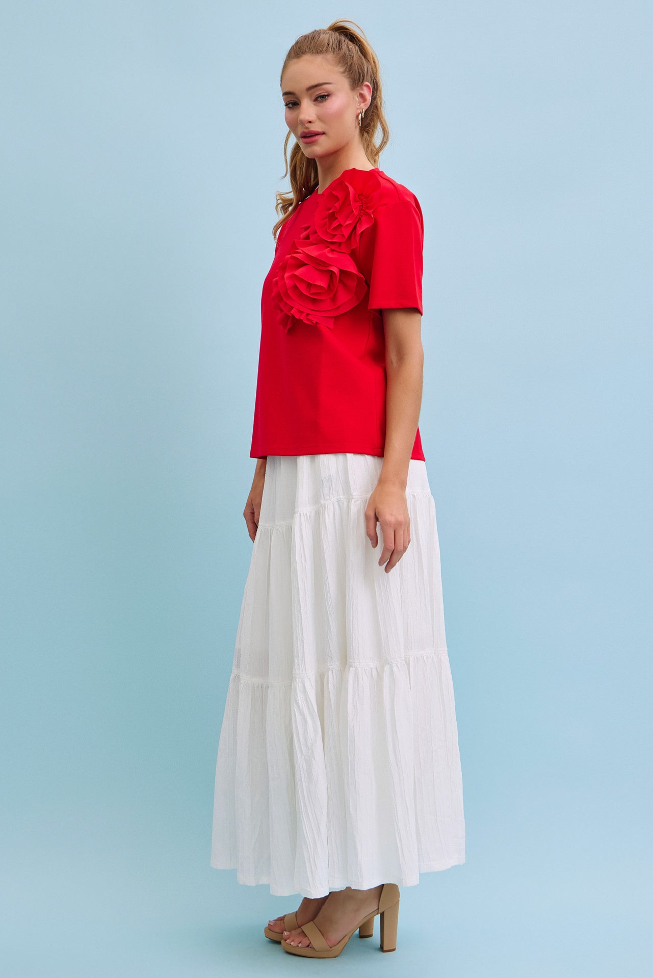 Bright Bloom Big Flower Short Sleeve Top