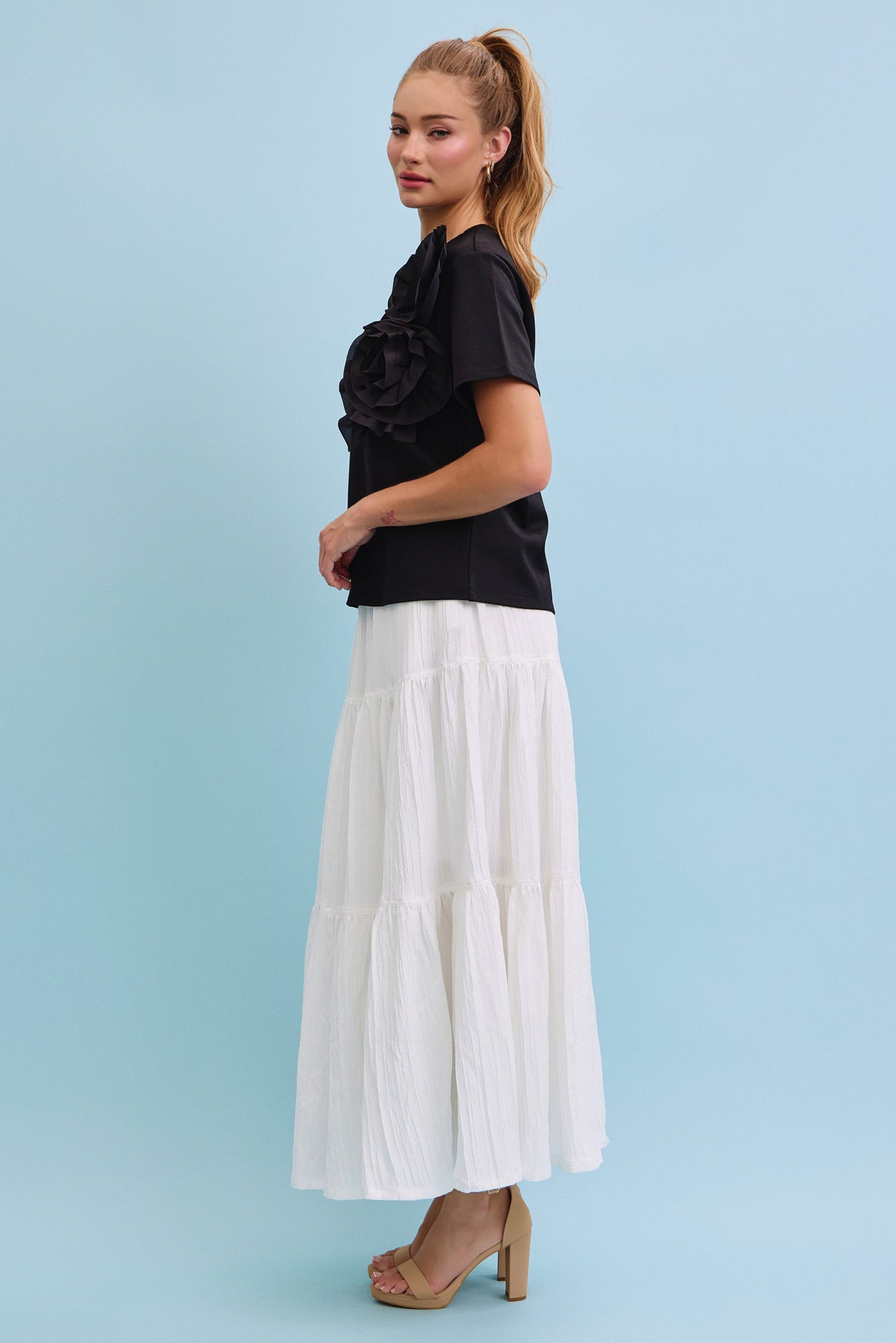 Bright Bloom Big Flower Short Sleeve Top
