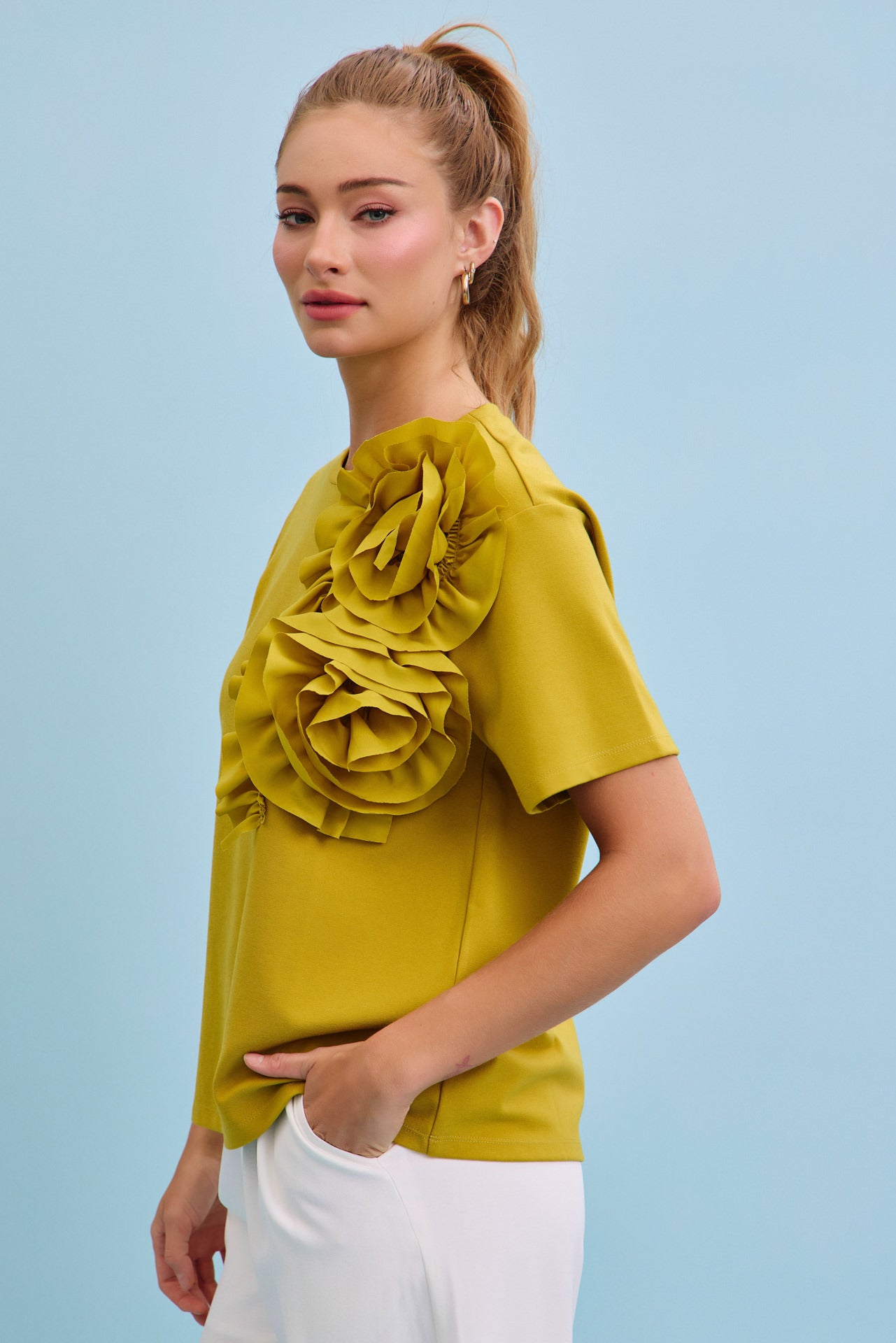 Bright Bloom Big Flower Short Sleeve Top