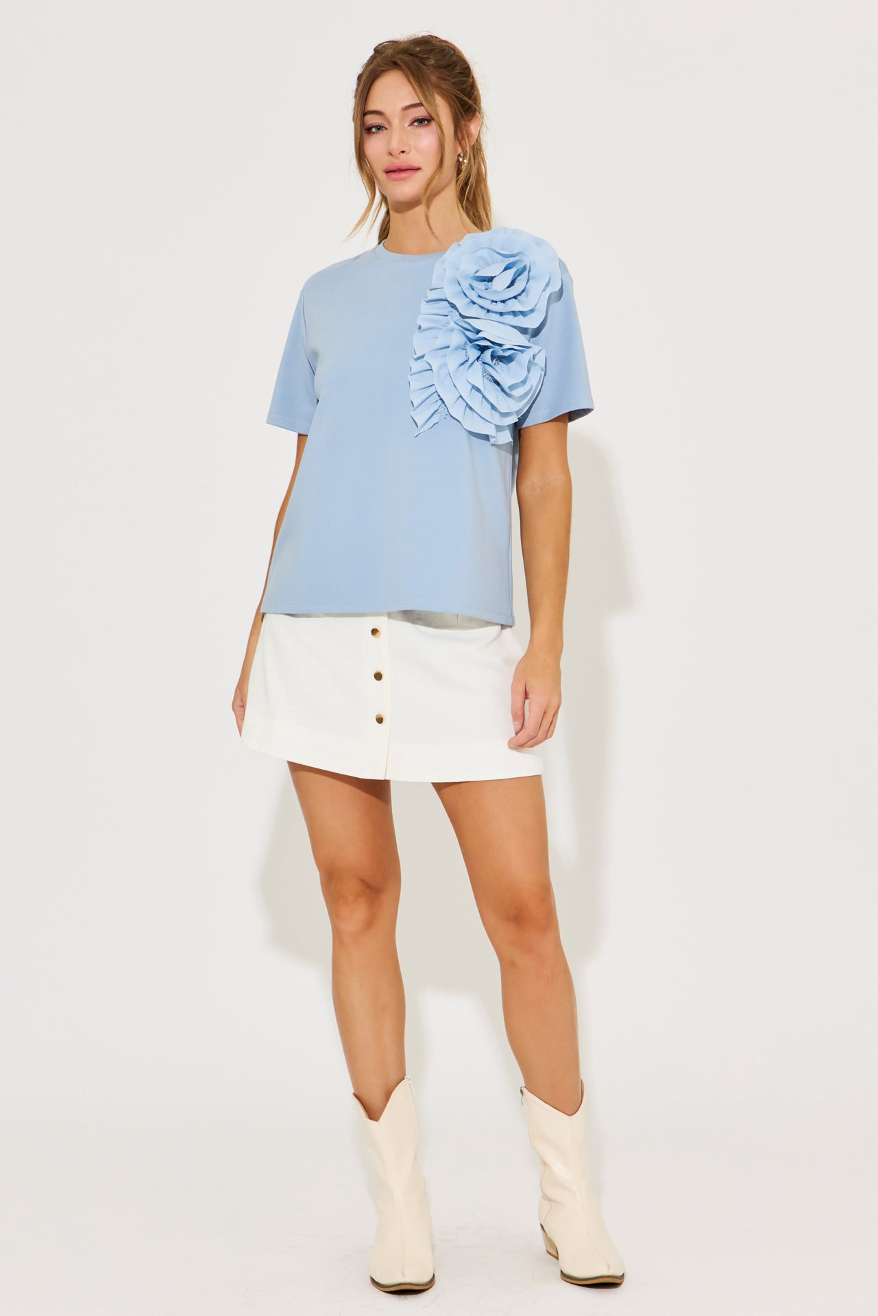 Bright Bloom Big Flower Short Sleeve Top