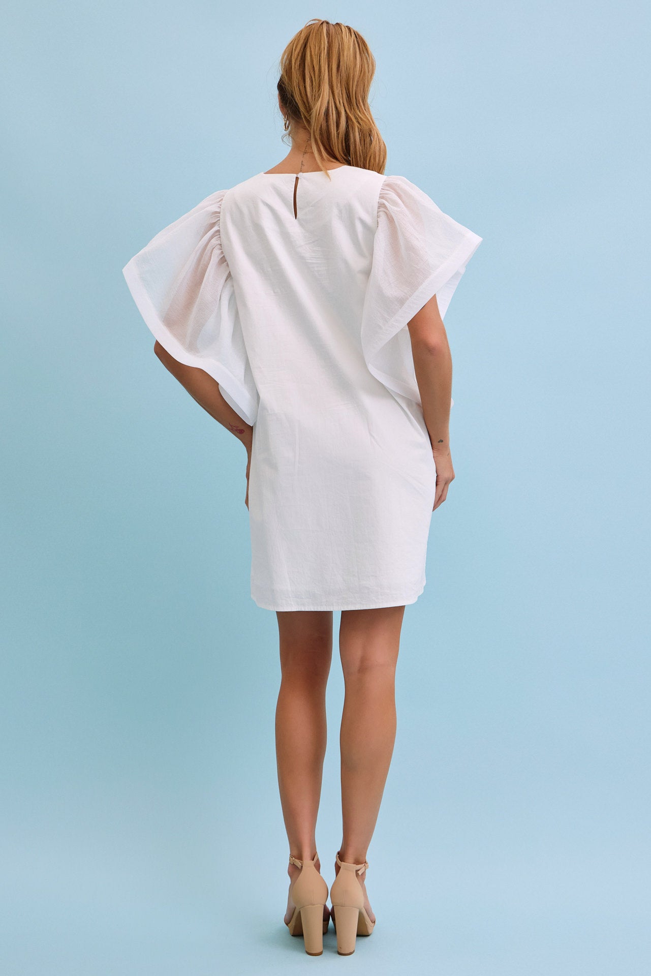 Airy Elegance Woven Oversized Sleeve Dress