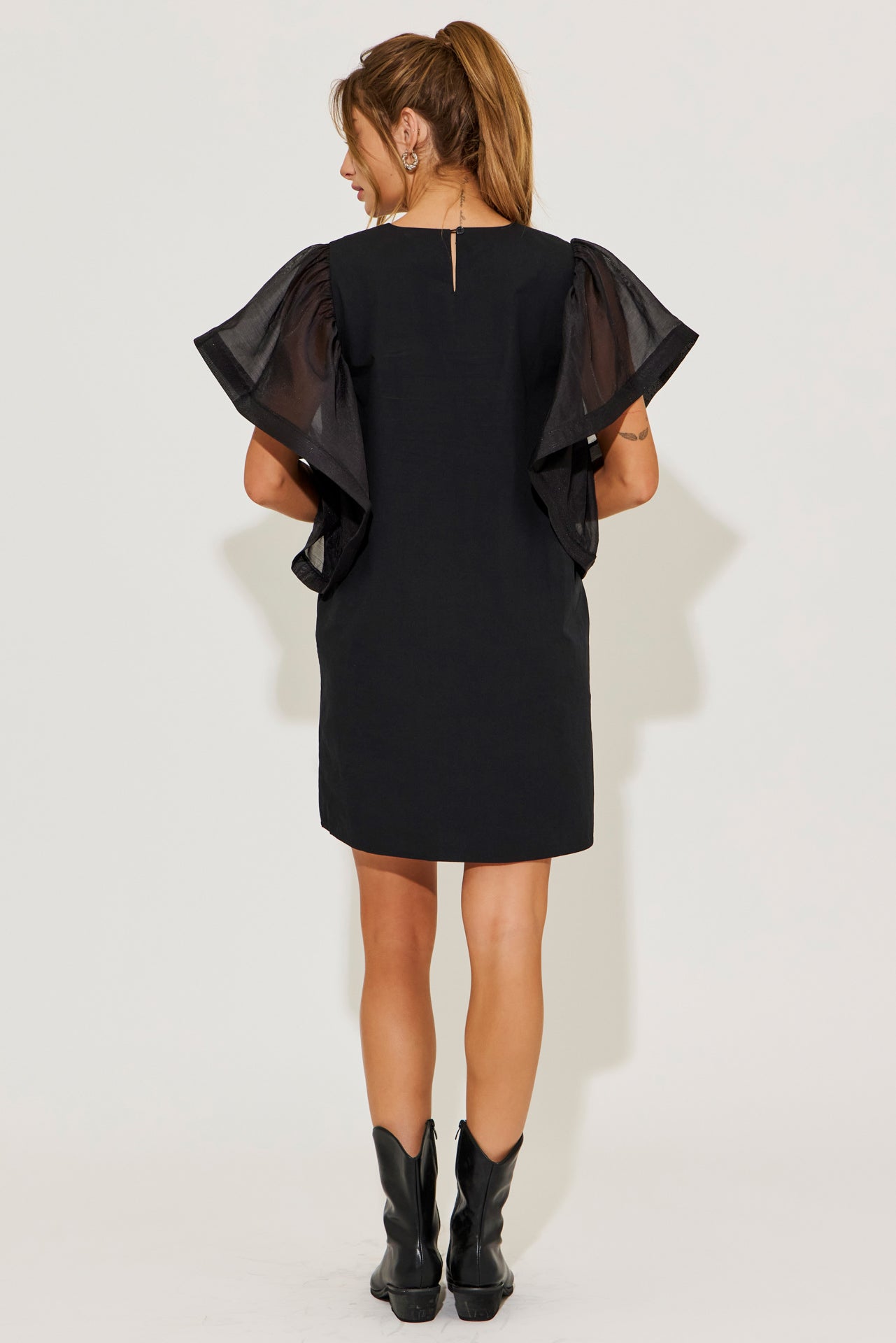 Airy Elegance Woven Oversized Sleeve Dress