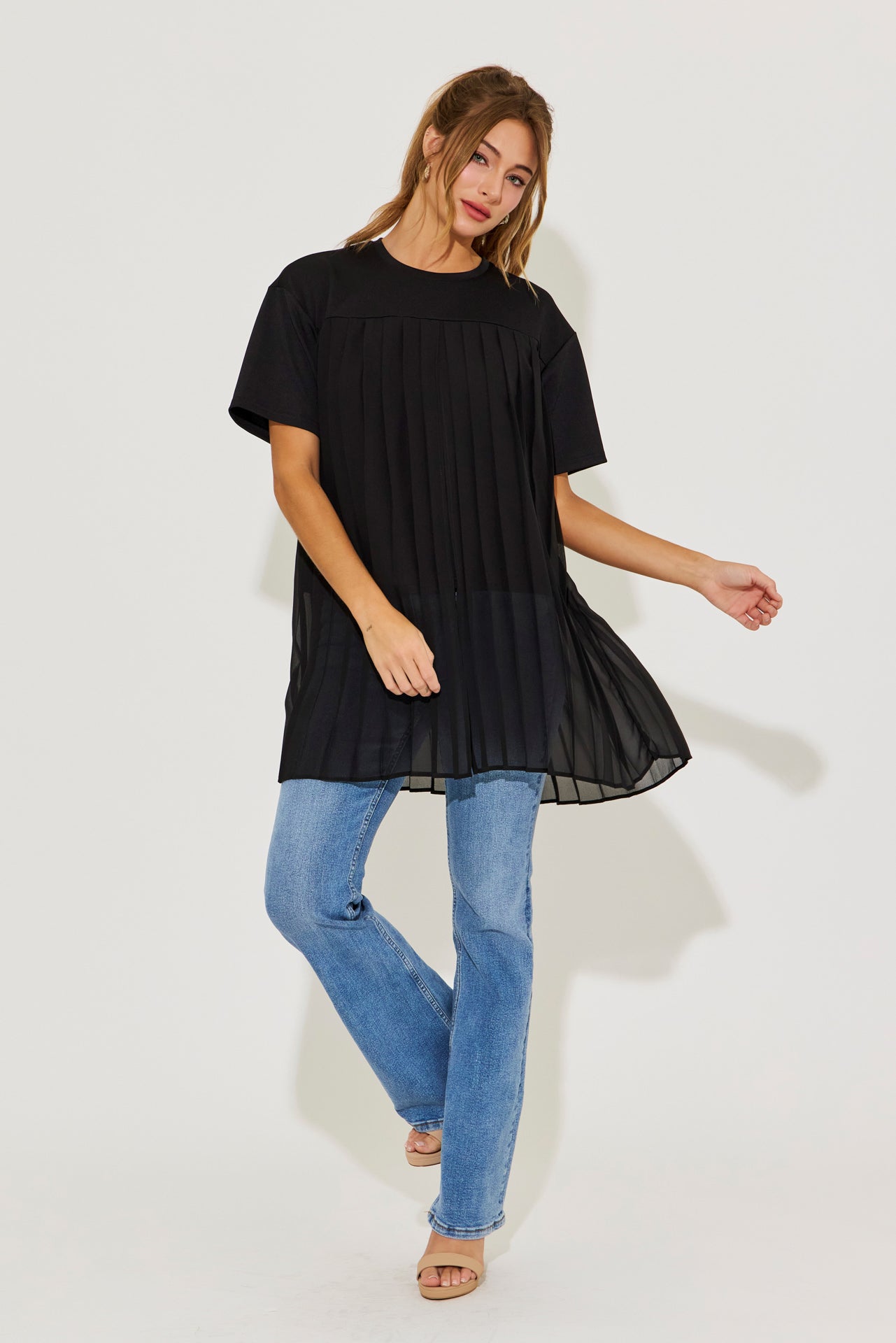 Maisie Pleated Short Sleeve Top