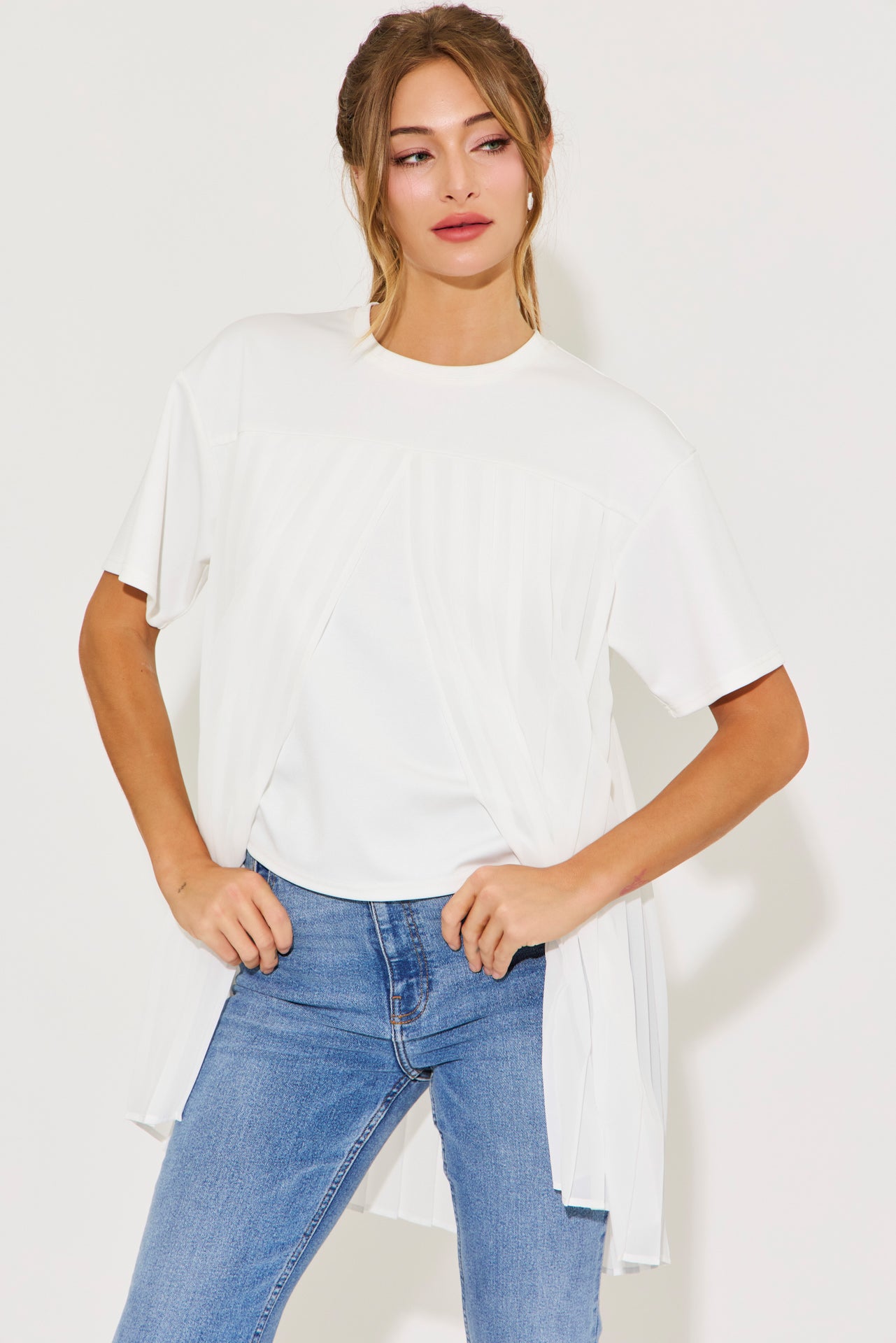 Maisie Pleated Short Sleeve Top