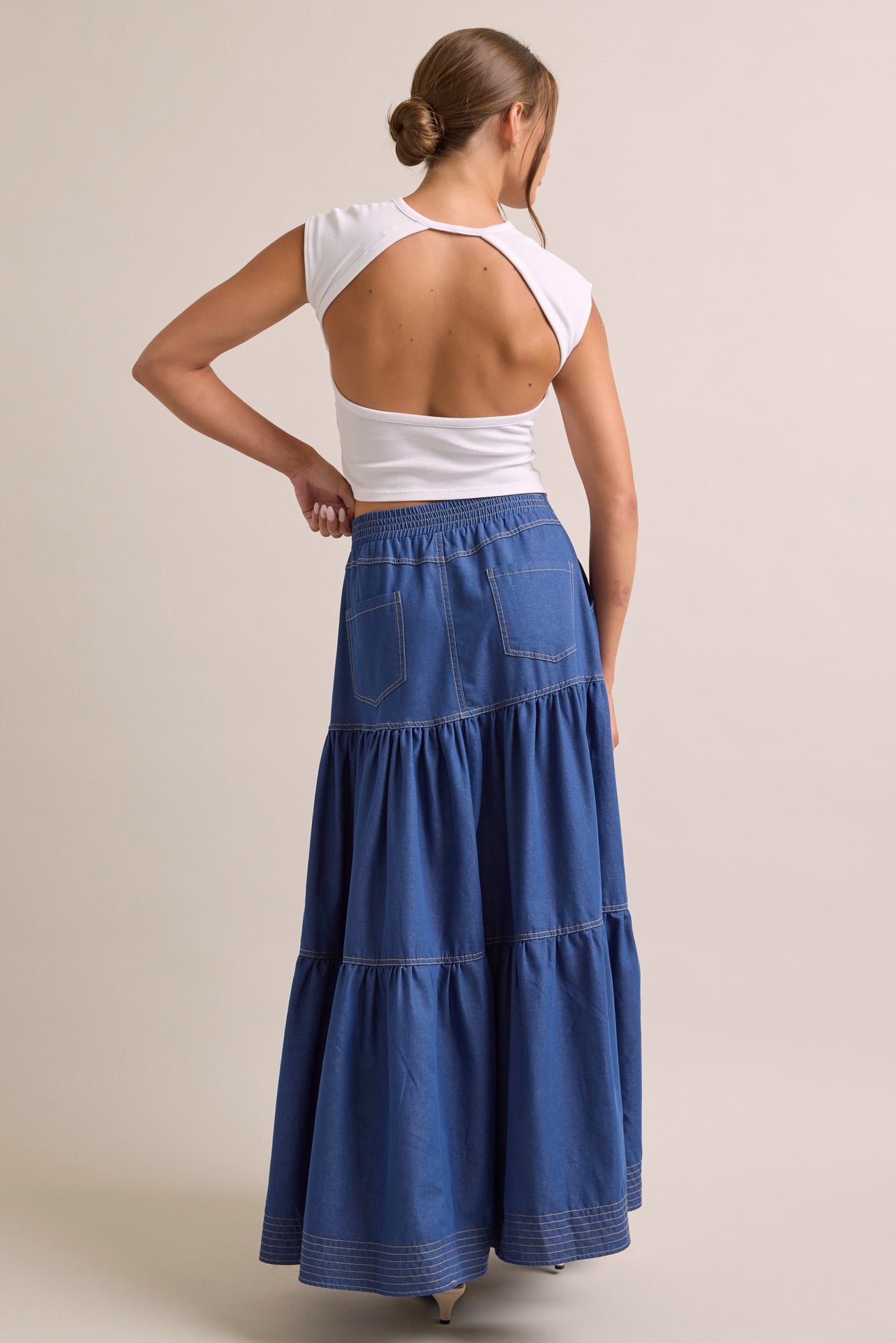 Eliza Denim Tiered Skirt