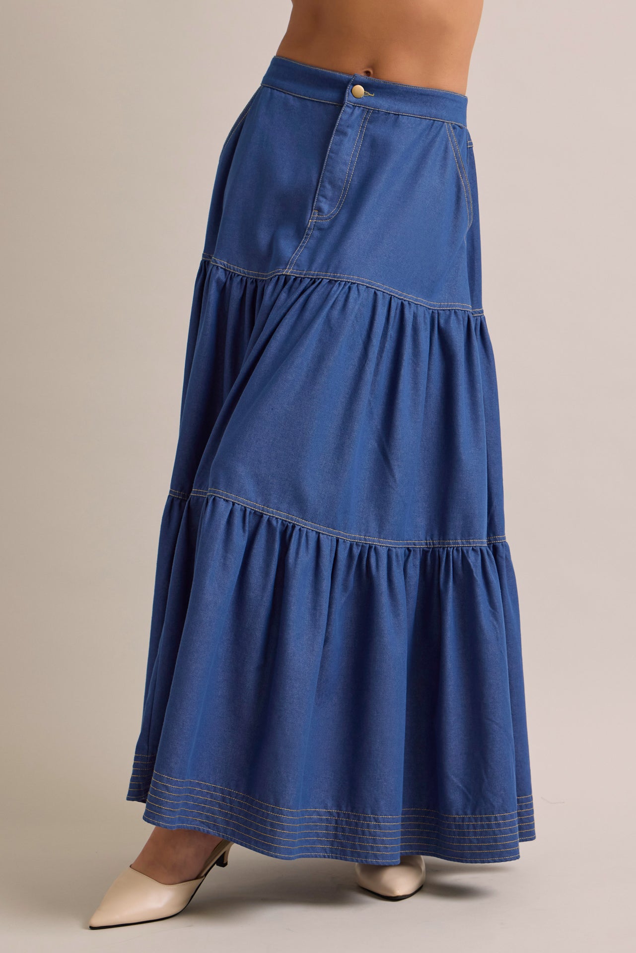 Eliza Denim Tiered Skirt