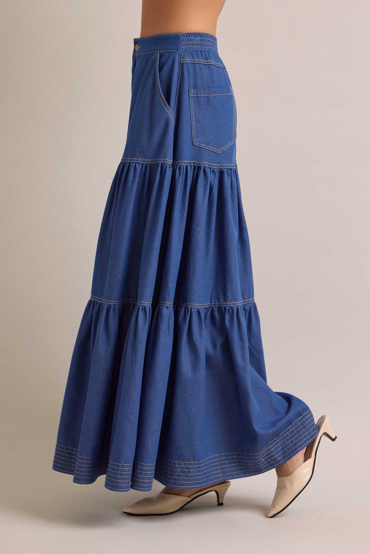 Eliza Denim Tiered Skirt