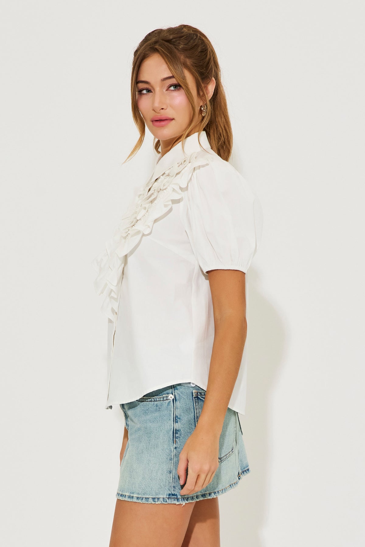 Ruffled Collar Charm Top