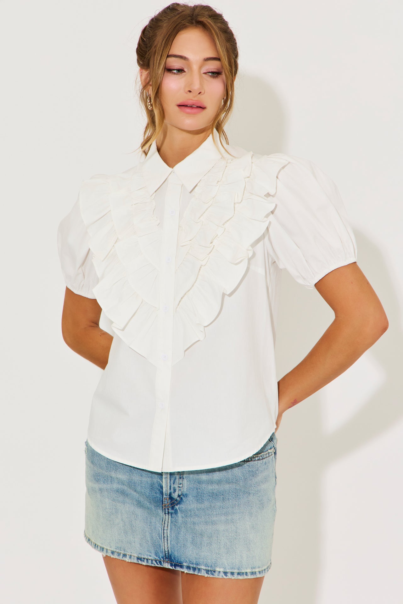 Ruffled Collar Charm Top