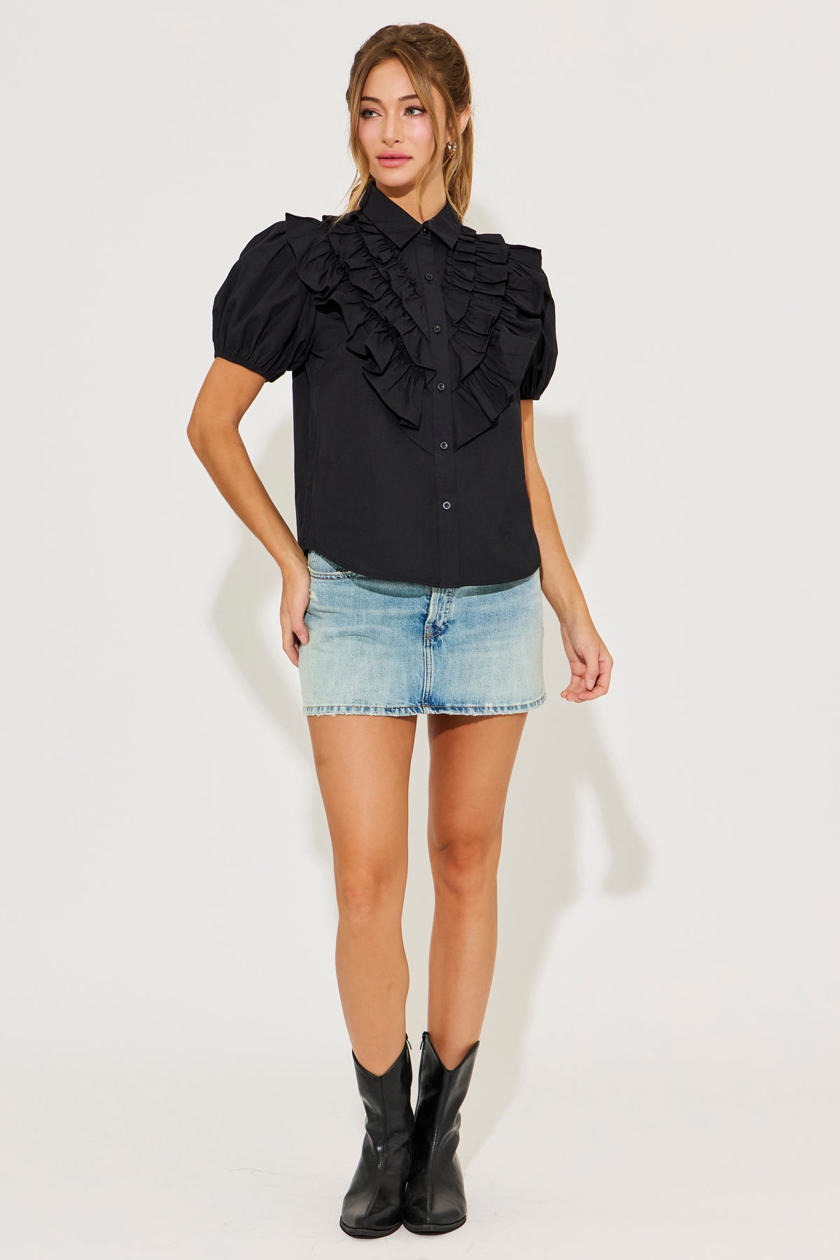 Ruffled Collar Charm Top