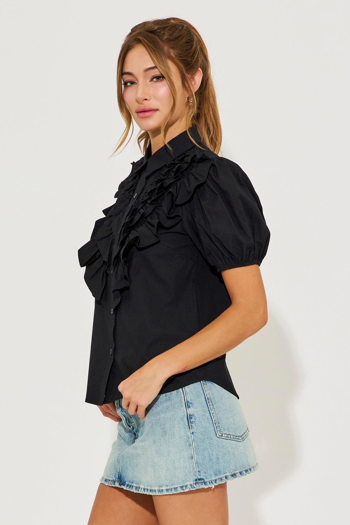 Ruffled Collar Charm Top