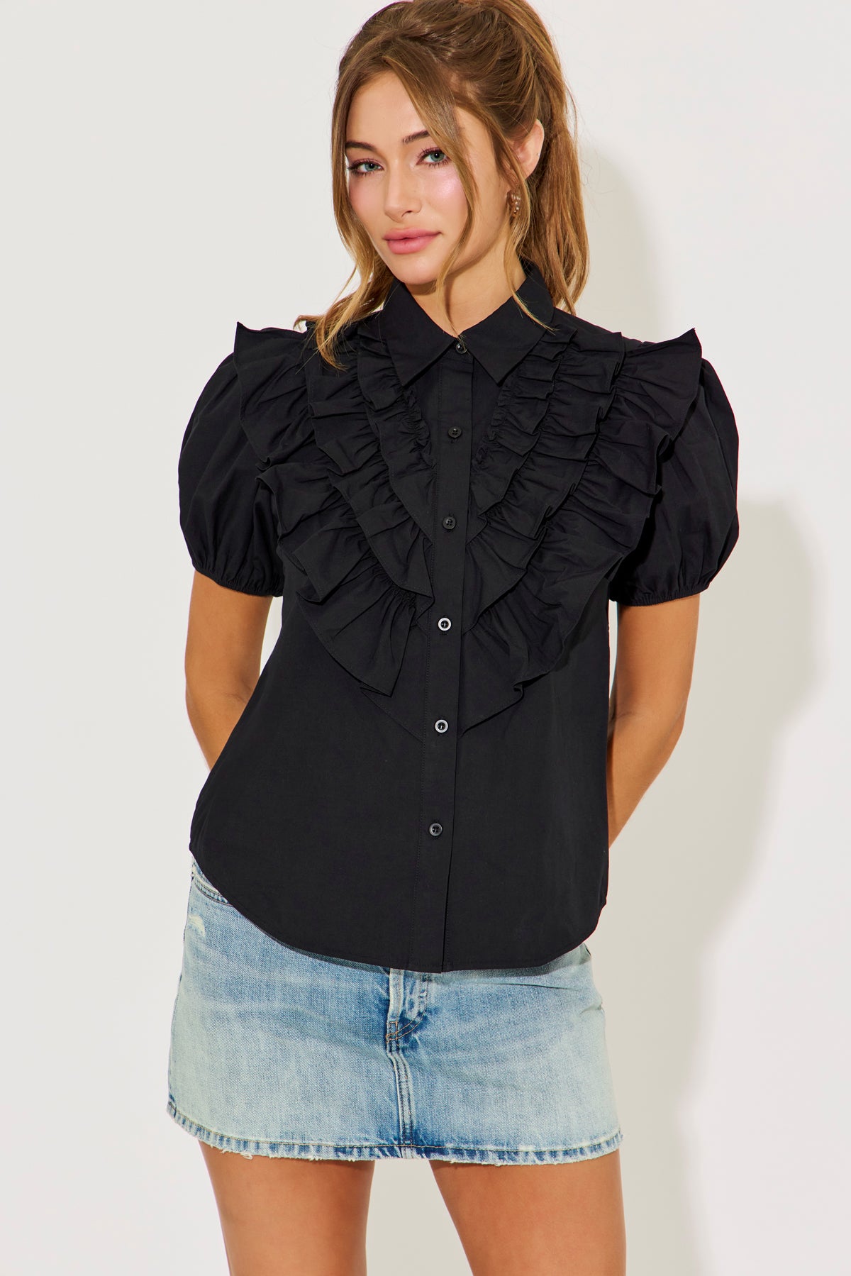 Ruffled Collar Charm Top