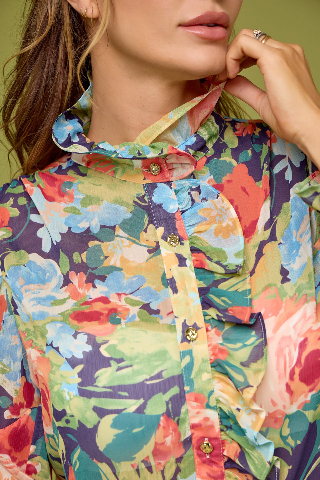 Printed chiffon Ruffled top