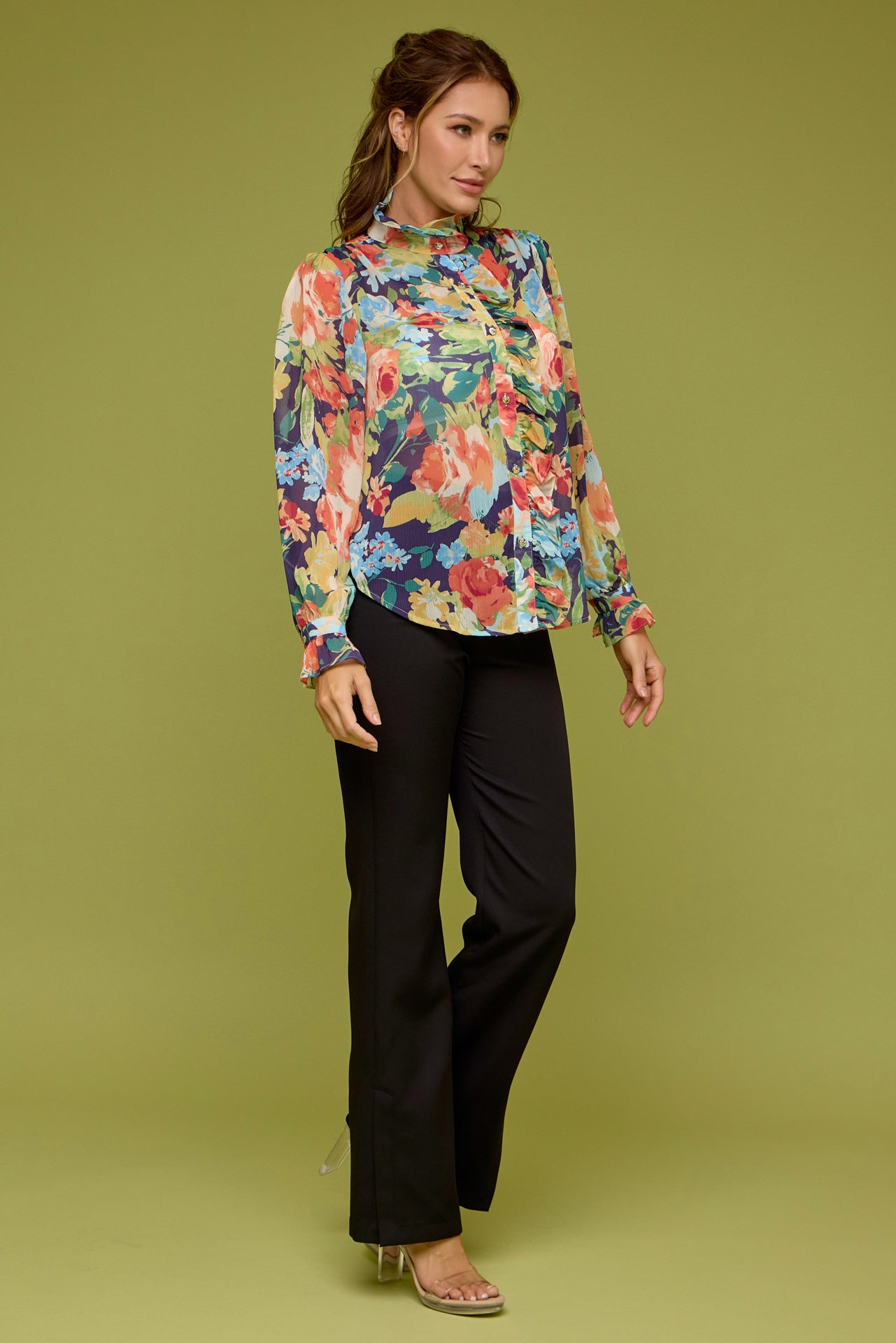 Printed chiffon Ruffled top