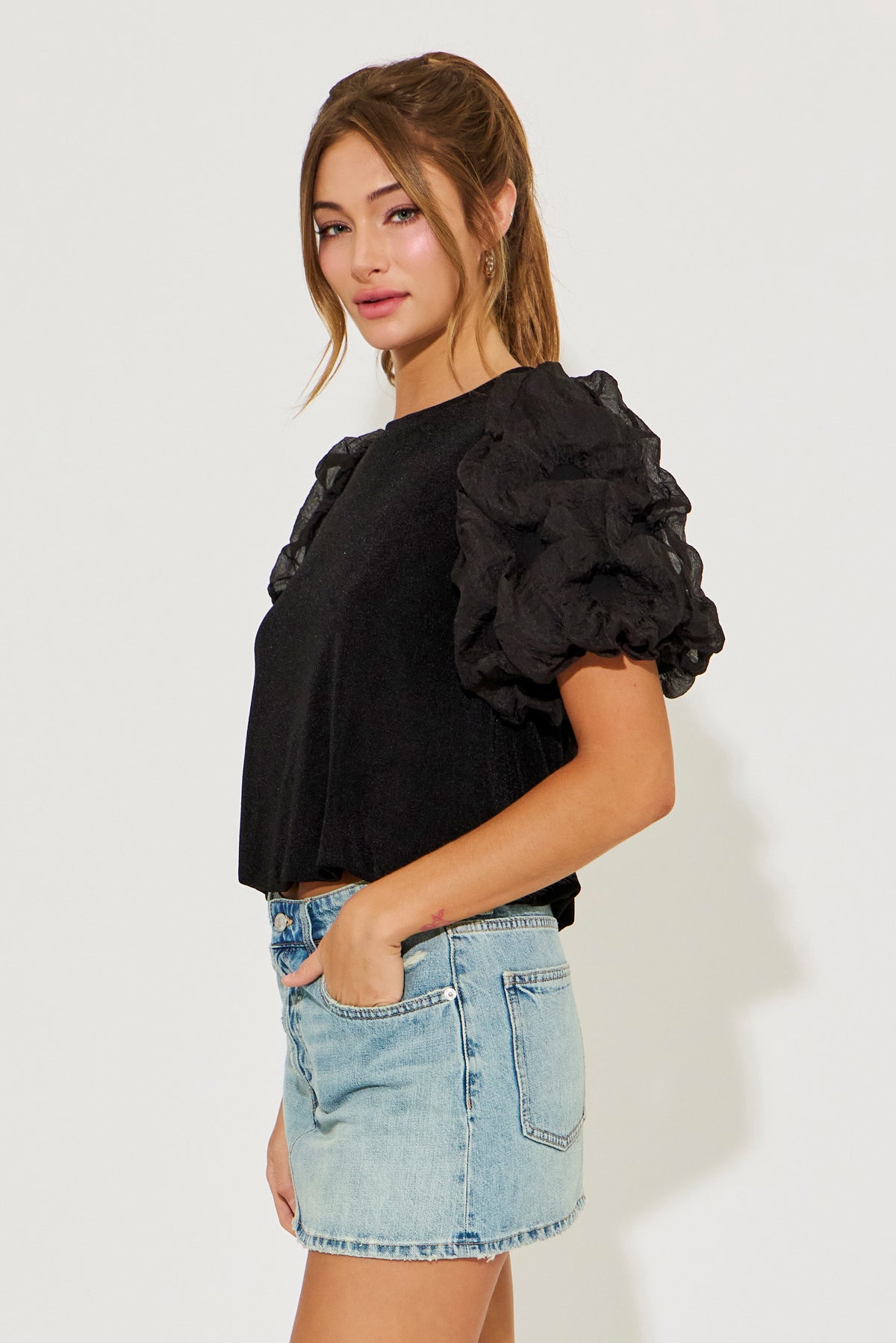 Cloud Burst Knit Puff Top