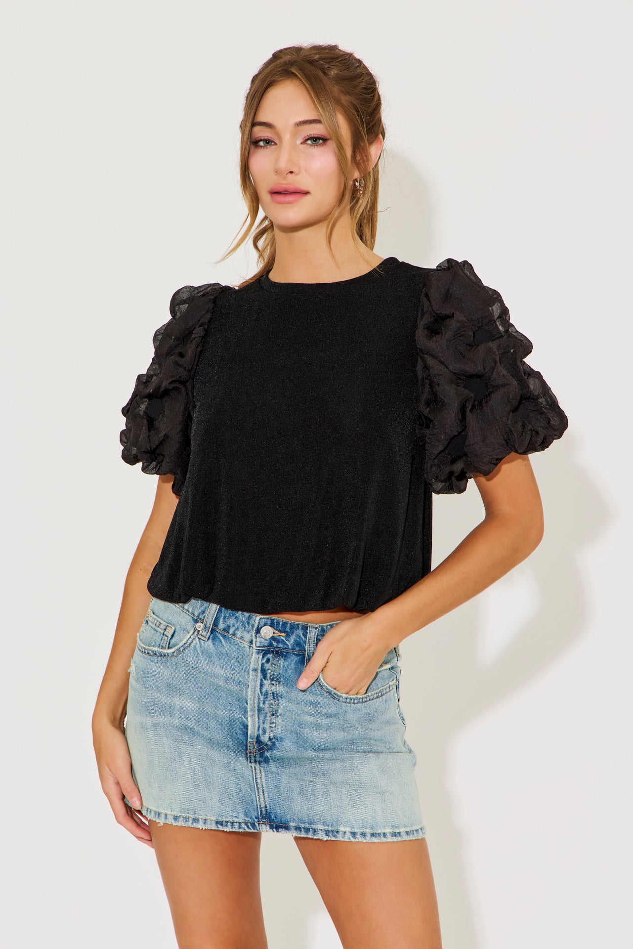 Cloud Burst Knit Puff Top