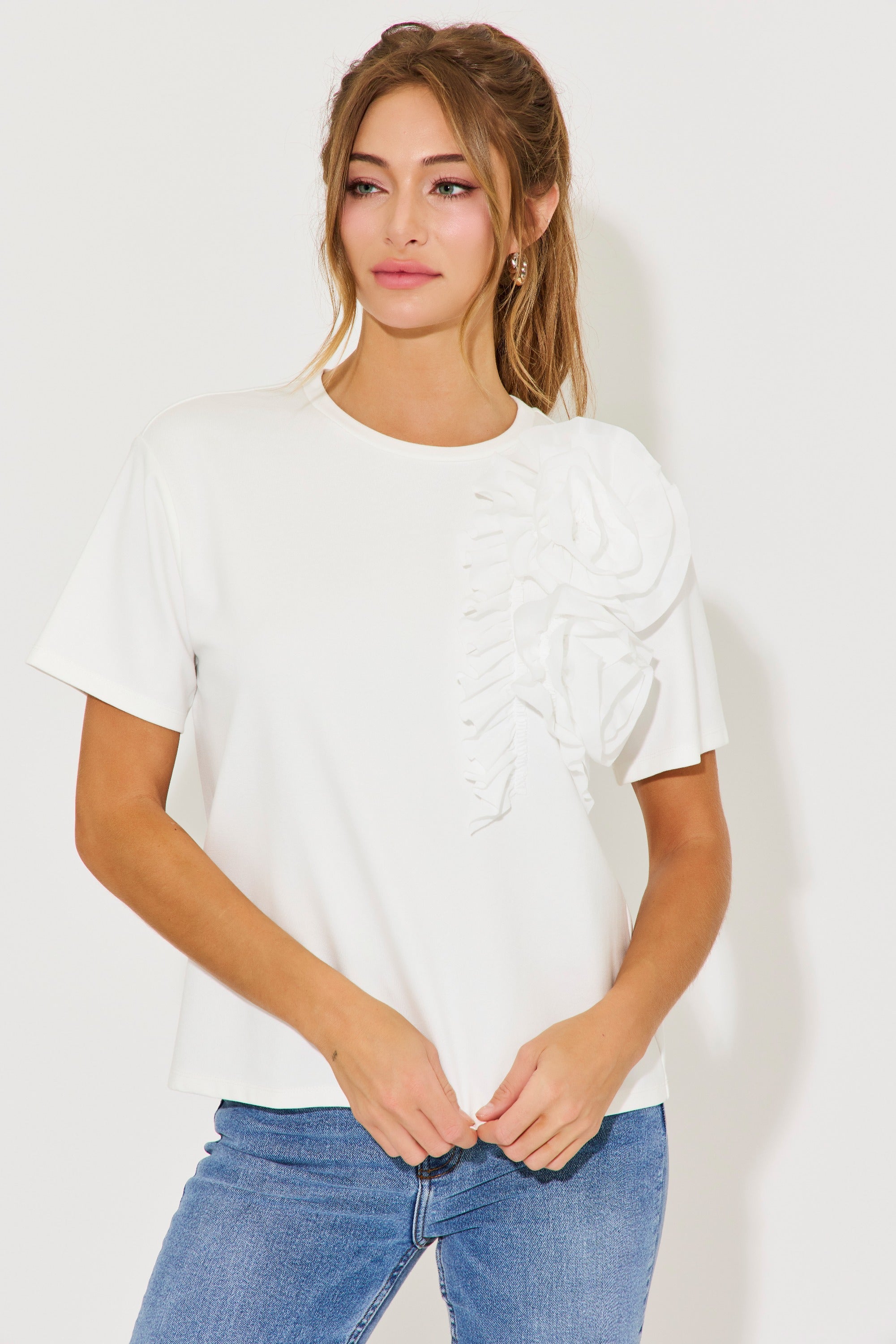 Bright Bloom Big Flower Short Sleeve Top