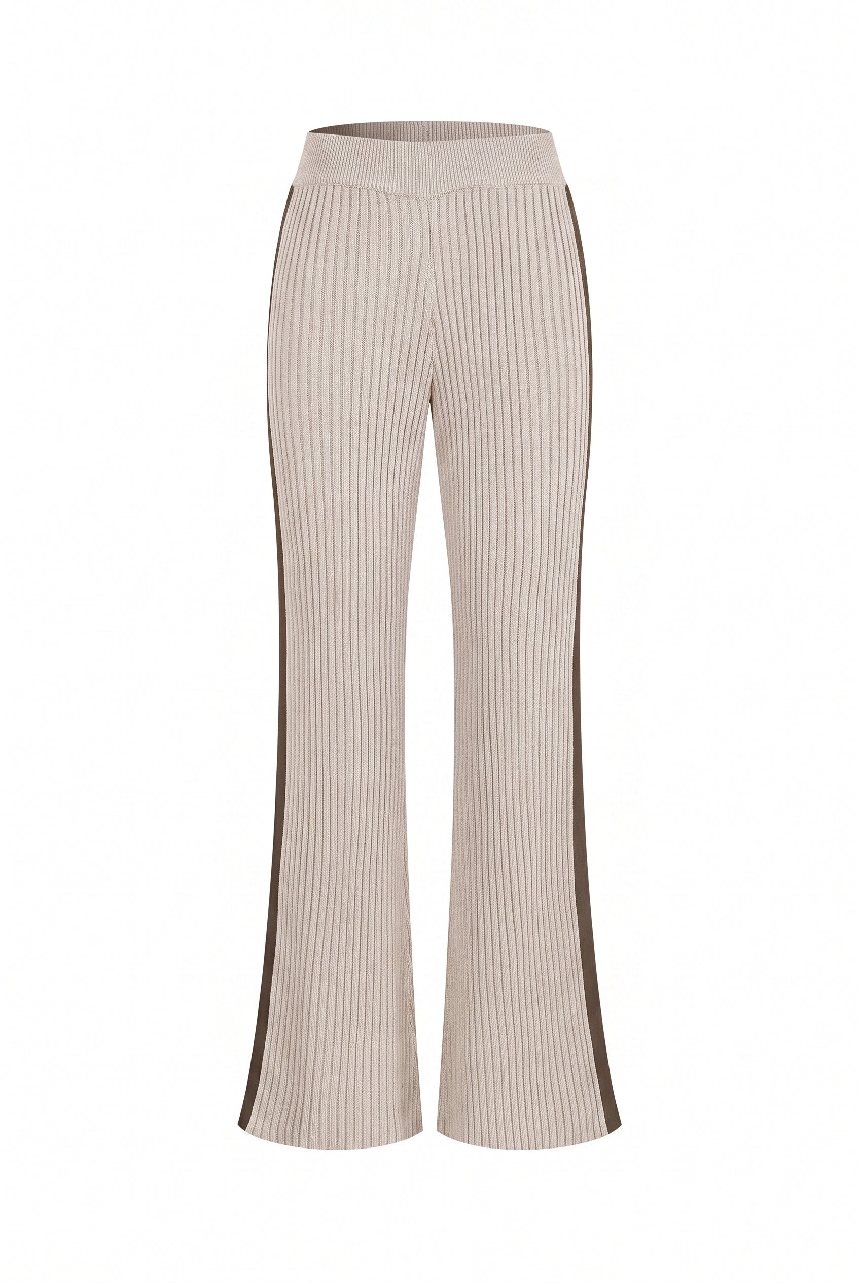 Ribbed Suede Stripe Wide Pants