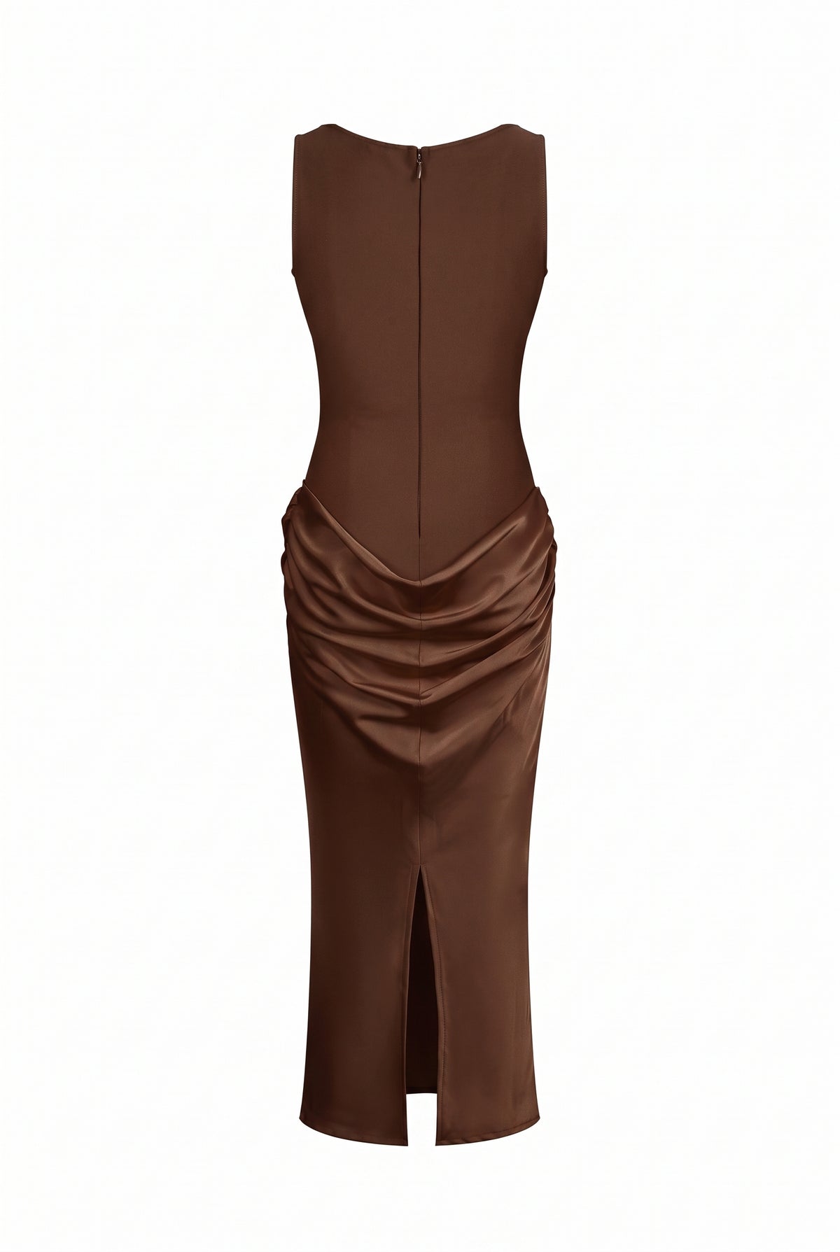 Draped Satin Bandage Midi Dress