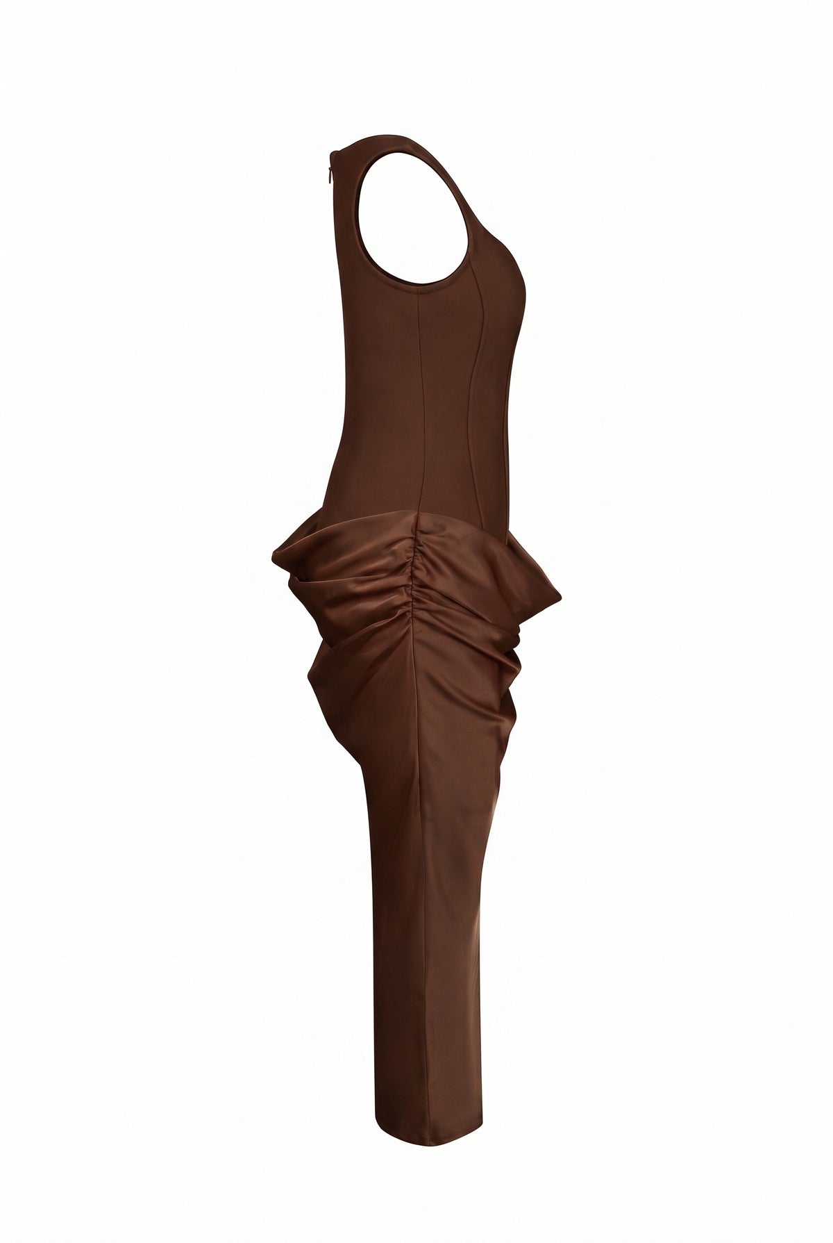 Draped Satin Bandage Midi Dress
