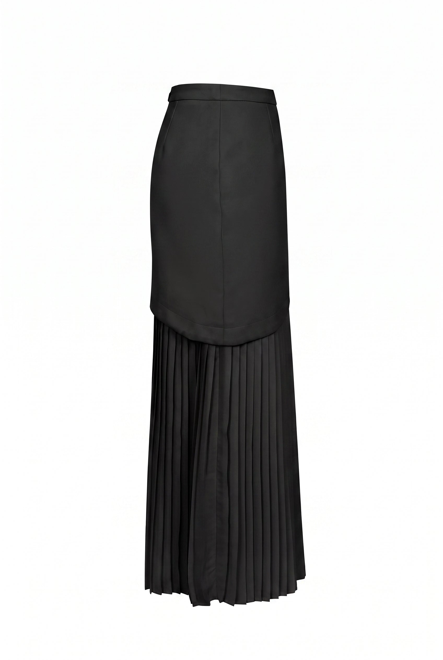Pu Leather Chiffon Contrast Midi Skirt