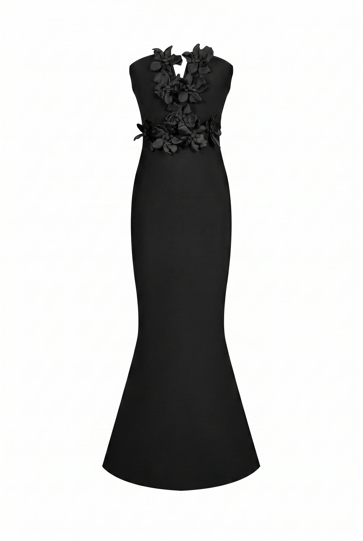 Sleeveless V-neck Bandage Dress with Flower Detail