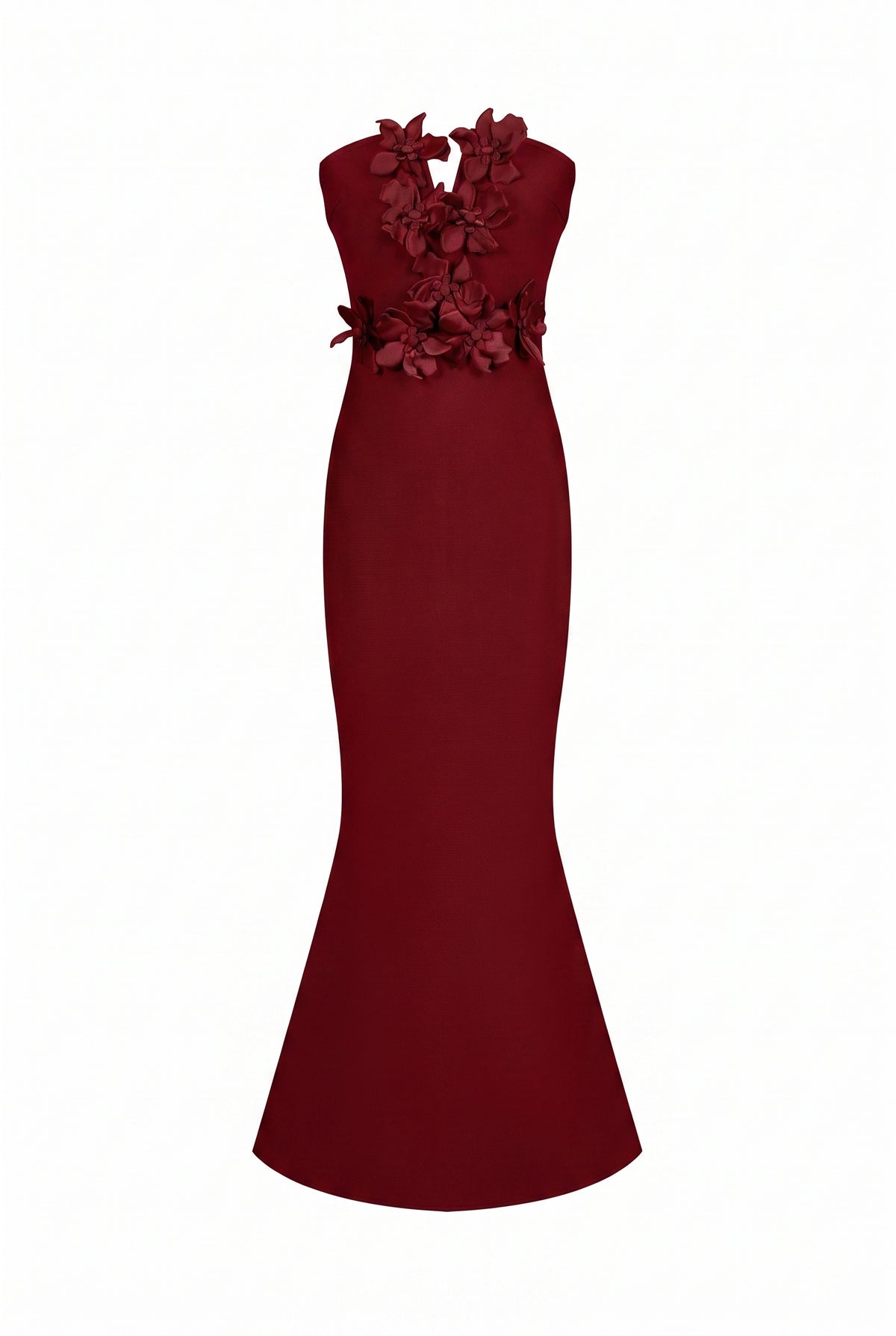 Sleeveless V-neck Bandage Dress with Flower Detail