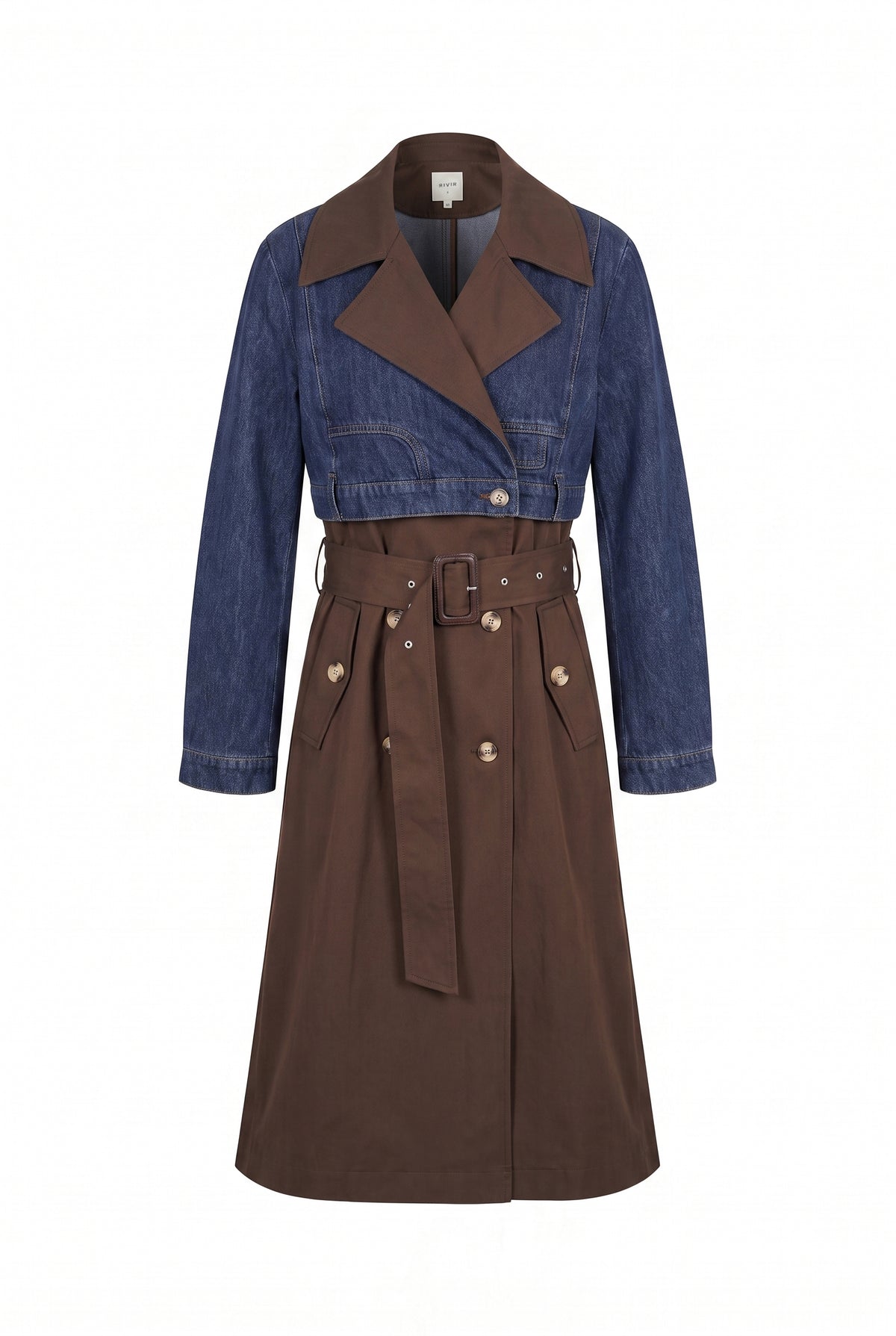 Amandine Denim Deconstructed Coat With Contrast