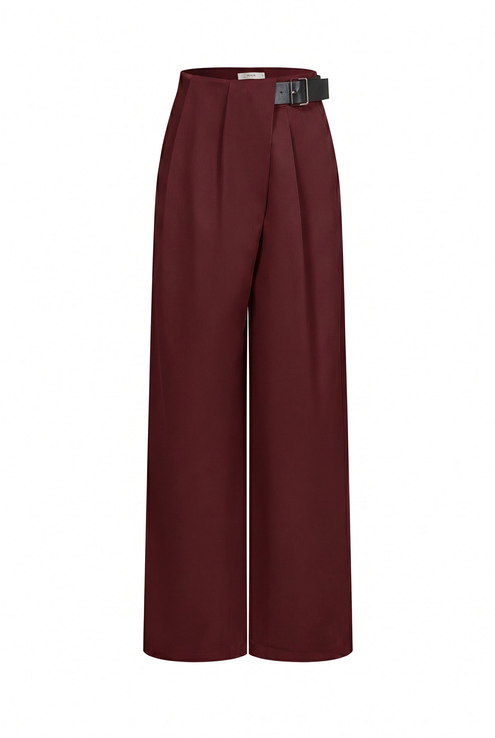 Axelle Woven Asymmetrical Pleated Pants with PU Belt