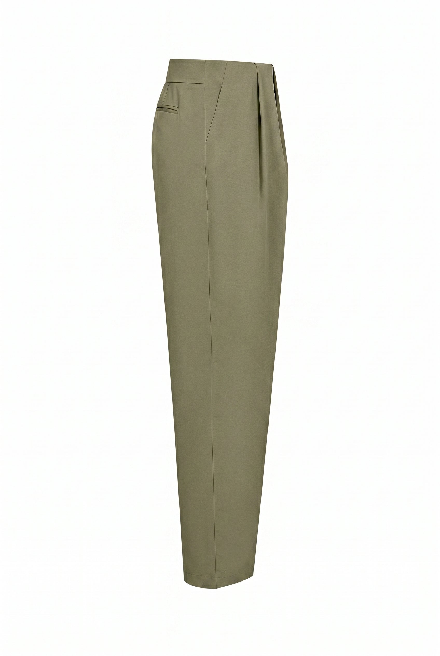 Axelle Woven Asymmetrical Pleated Pants with PU Belt