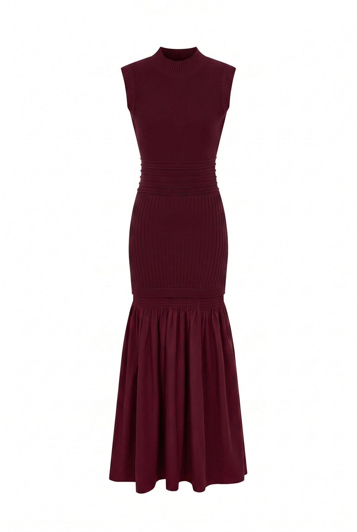 high neck drop waist midi dress Mock-Neck Drop-Waist Sweater fabric:silk