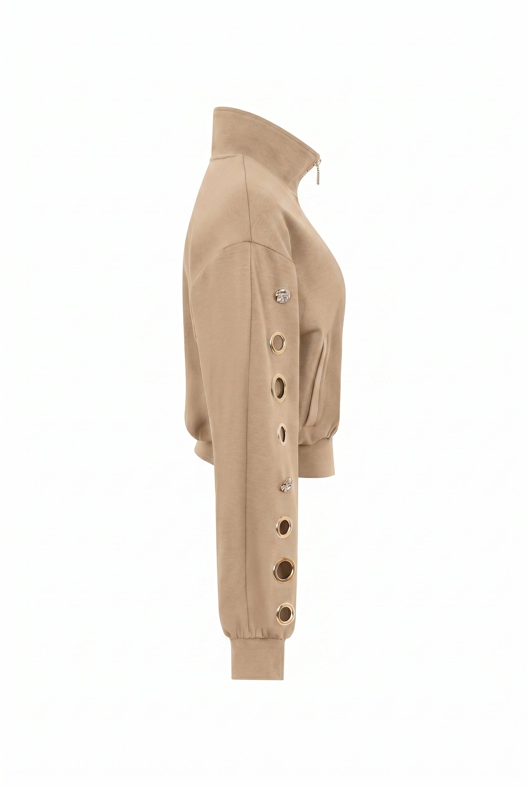 Grommet Detail Sweat Jacket