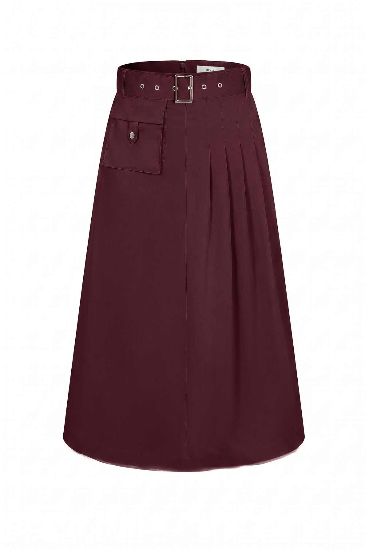 Axelle Woven Half Pleated Cargo Midi Skirt