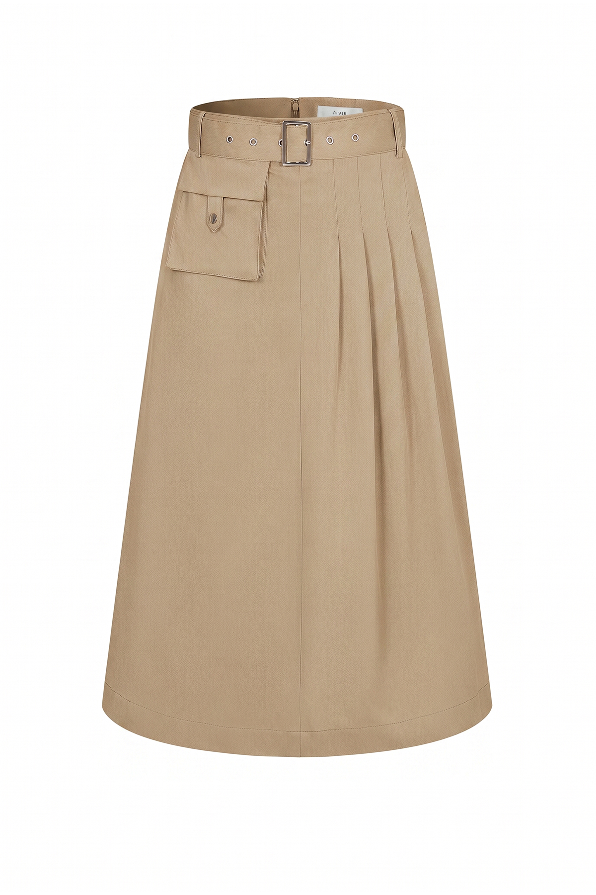 Axelle Woven Half Pleated Cargo Midi Skirt