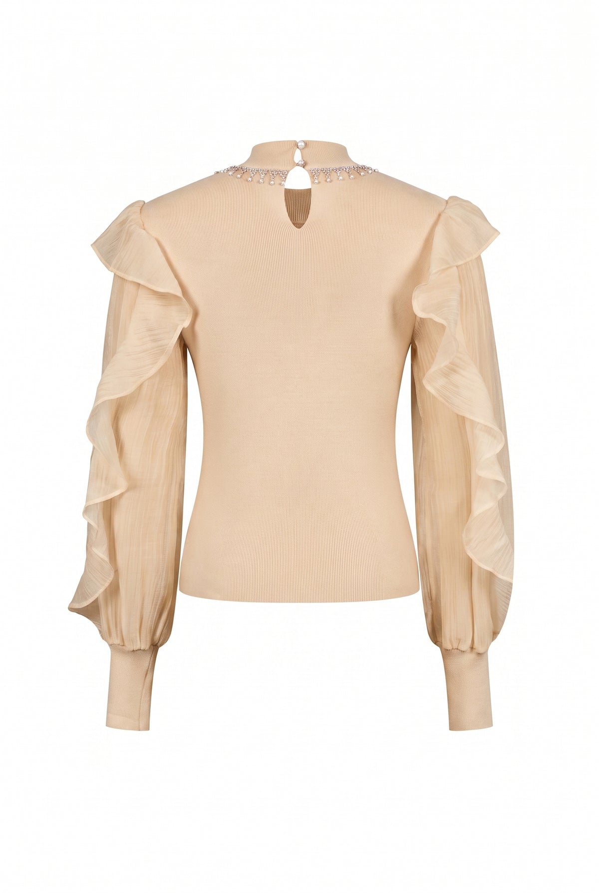 Embellished Woven Mix Sweater