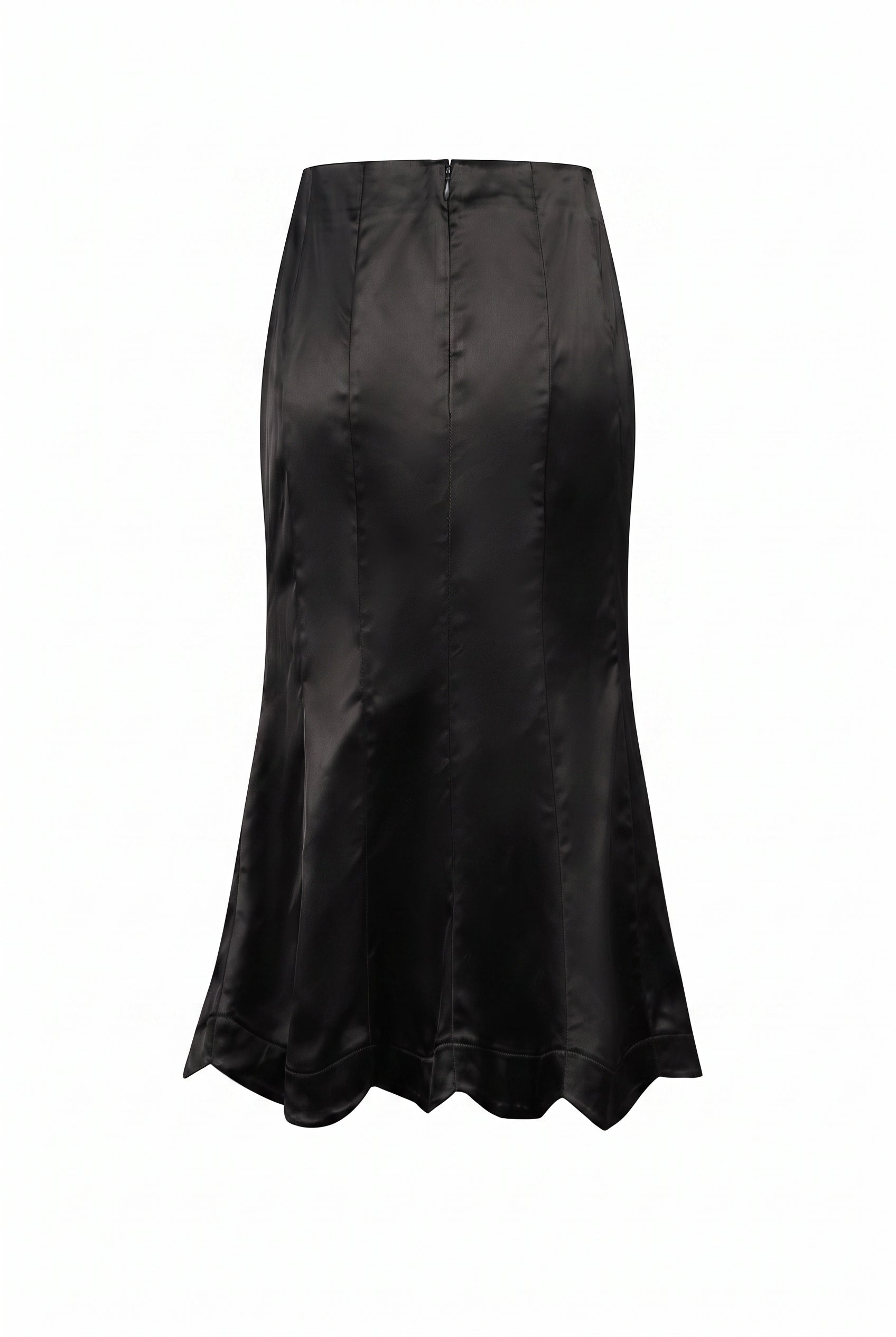 Scalloped Hem Midi Skirt