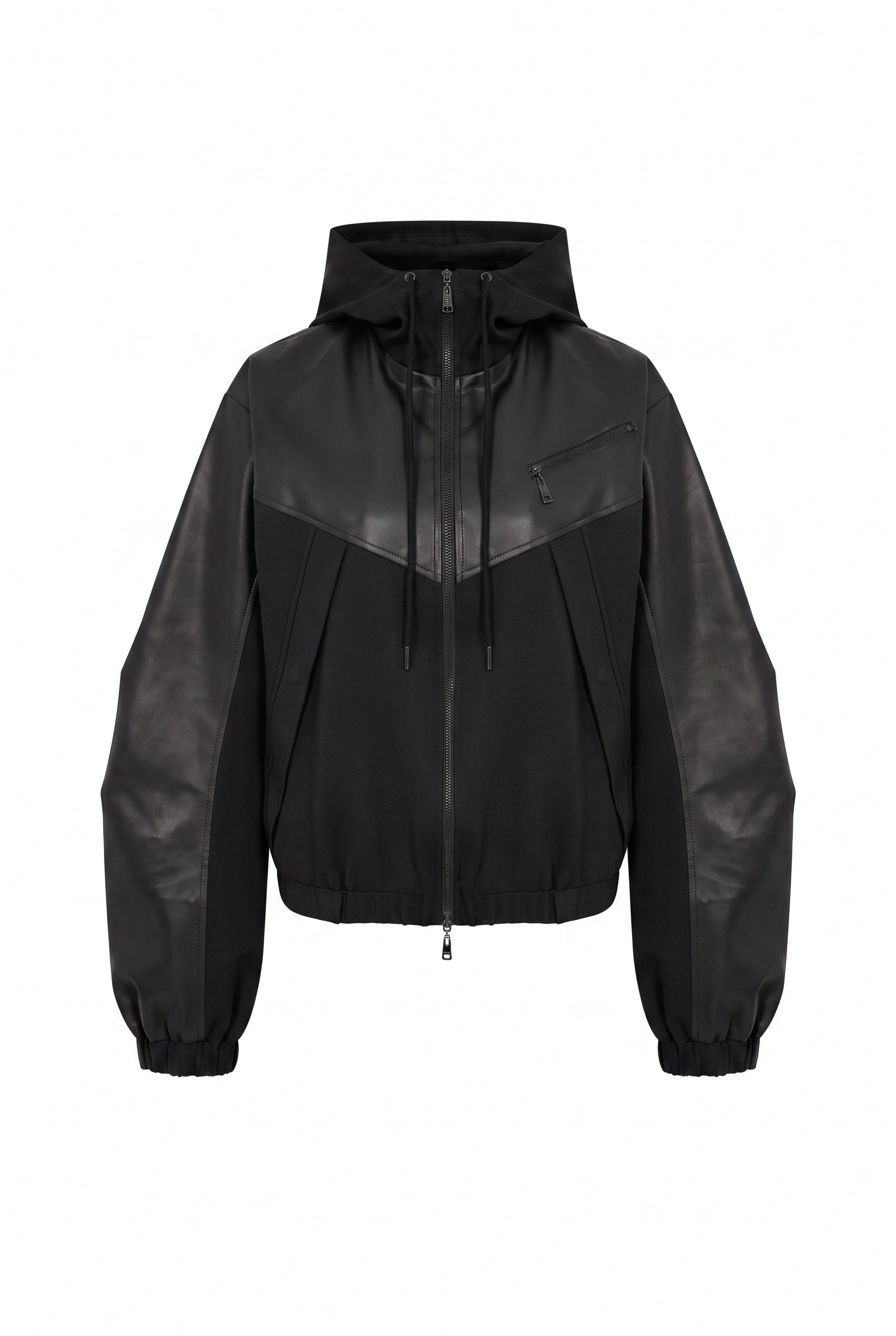 Knit Pu Mix Bomber Jacket