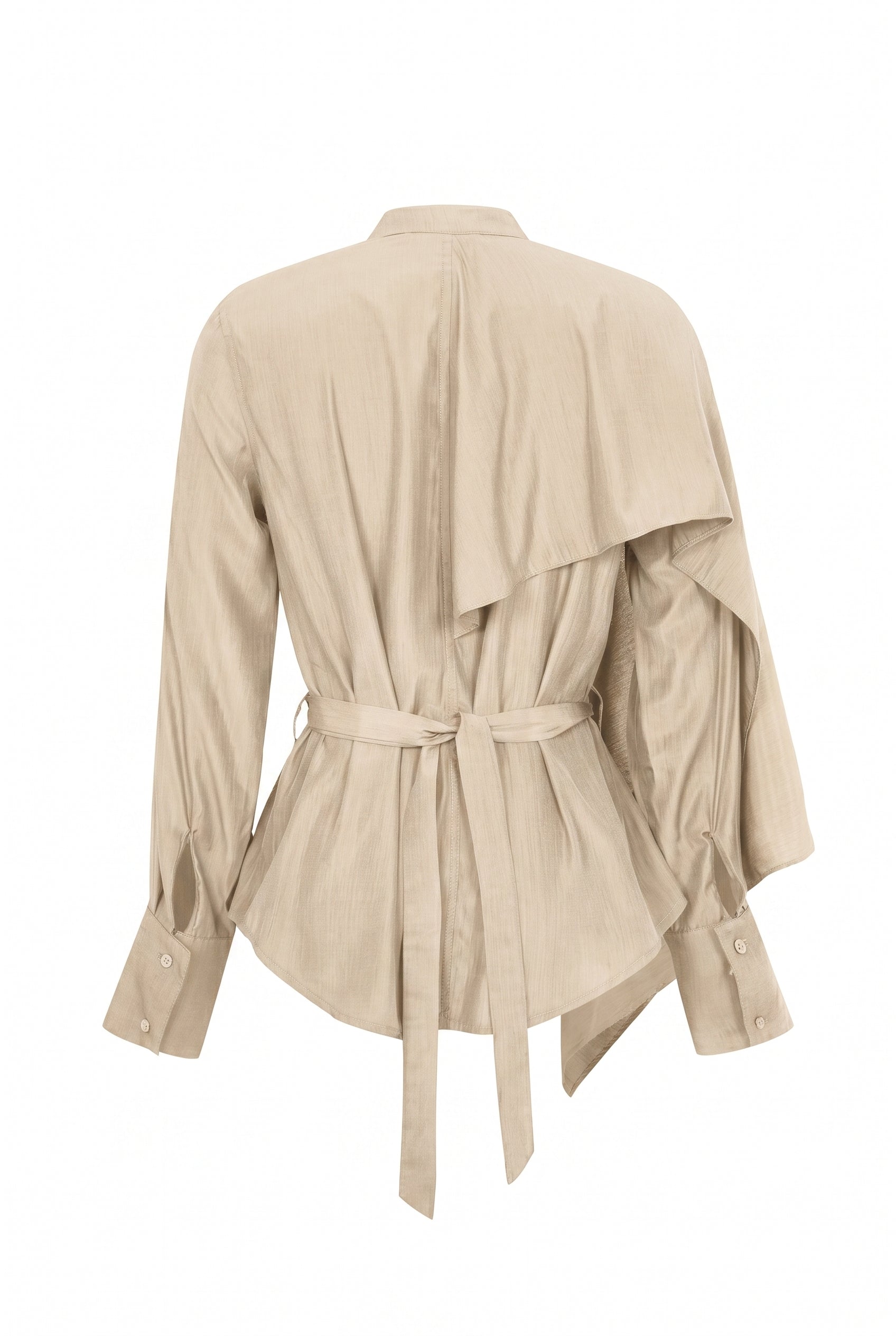 Noelle Woven Asymmetrical Overlay Shirt with Cape Sleeves
