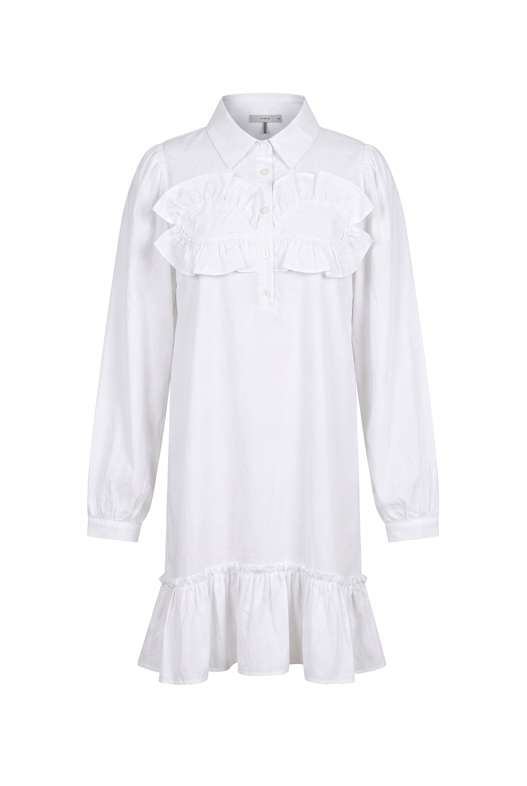 Ruffle Details Shirt Mini Dress