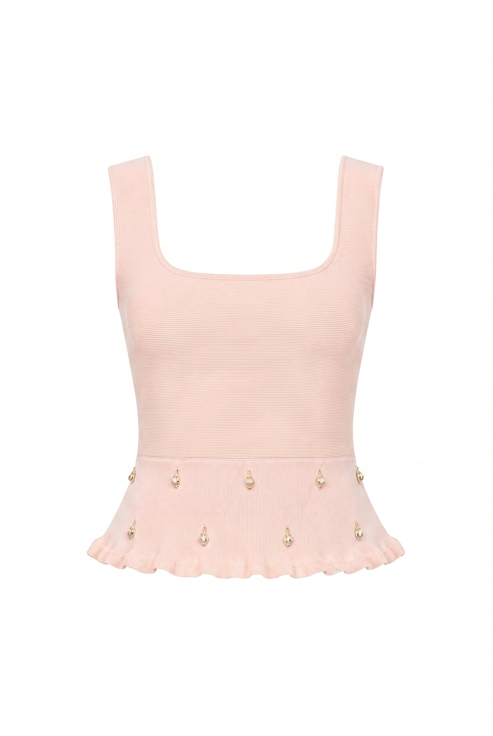 Knit Sleeveless Seashell Embellished Top