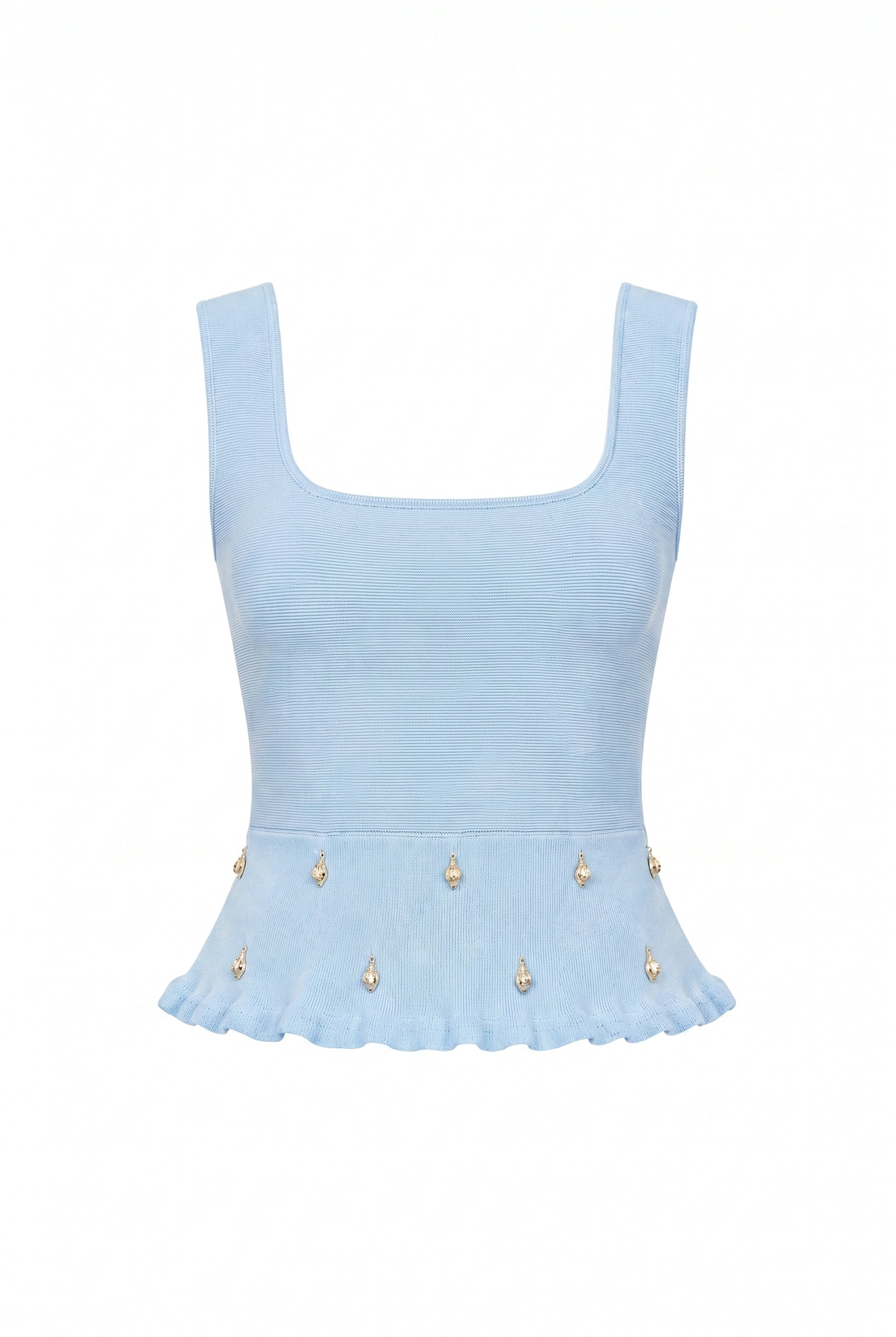 Knit Sleeveless Seashell Embellished Top